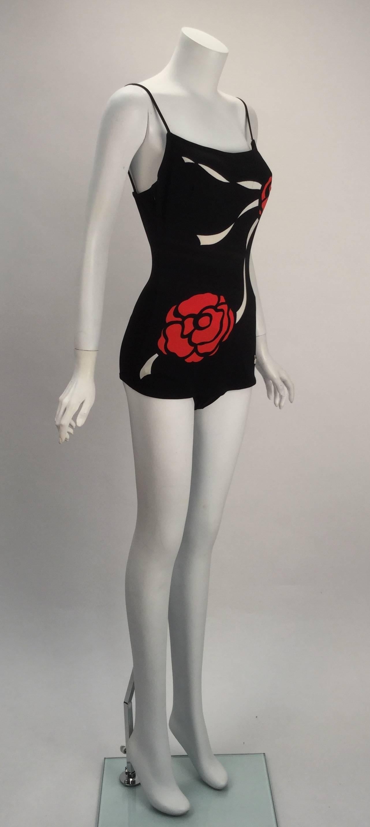 Mod Herma Black Bathing Suit, 1960s  In Excellent Condition For Sale In Houston, TX