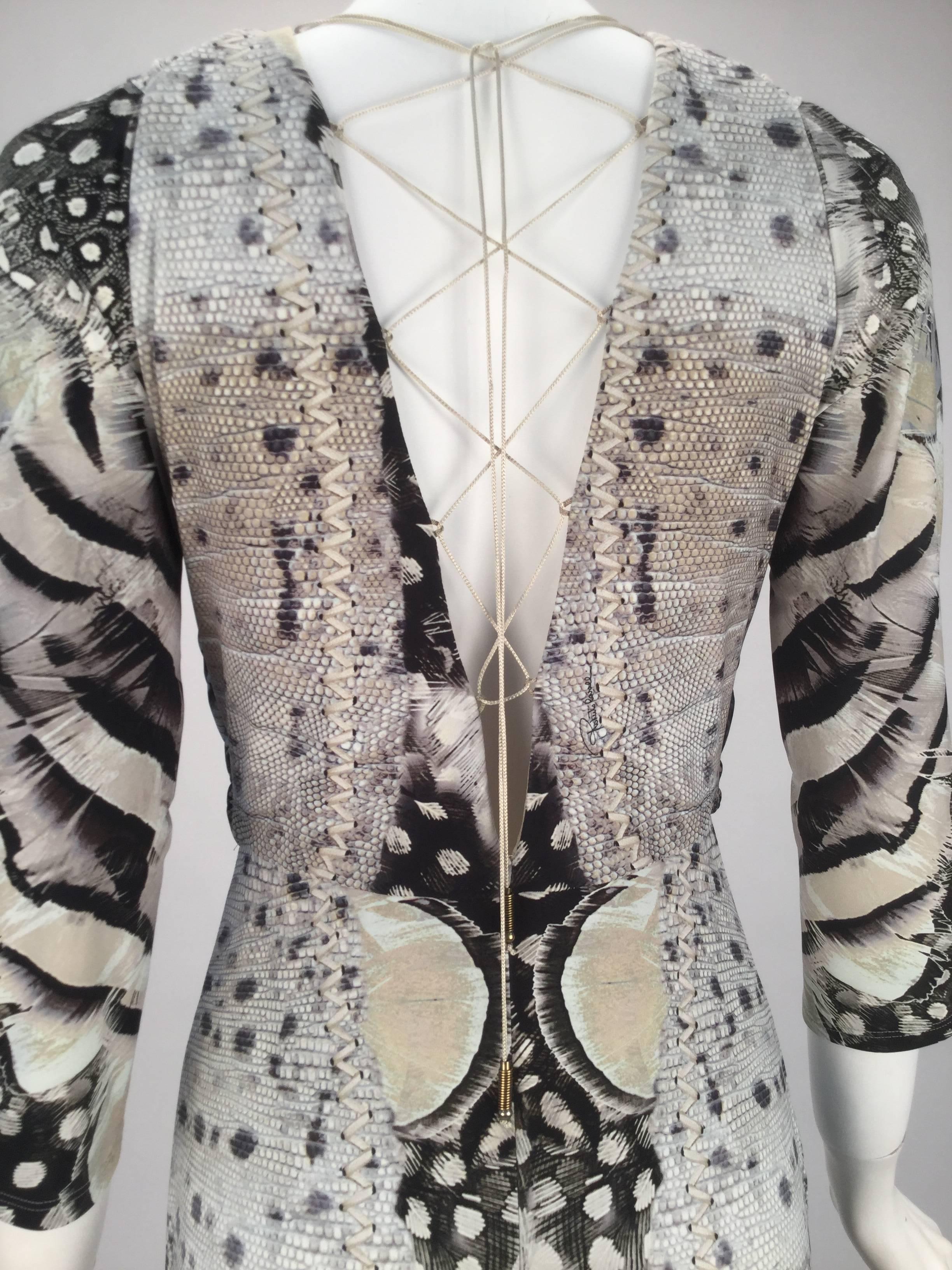 2000s Roberto Cavalli Lizard Print Knit Wear Dress  In Excellent Condition In Houston, TX