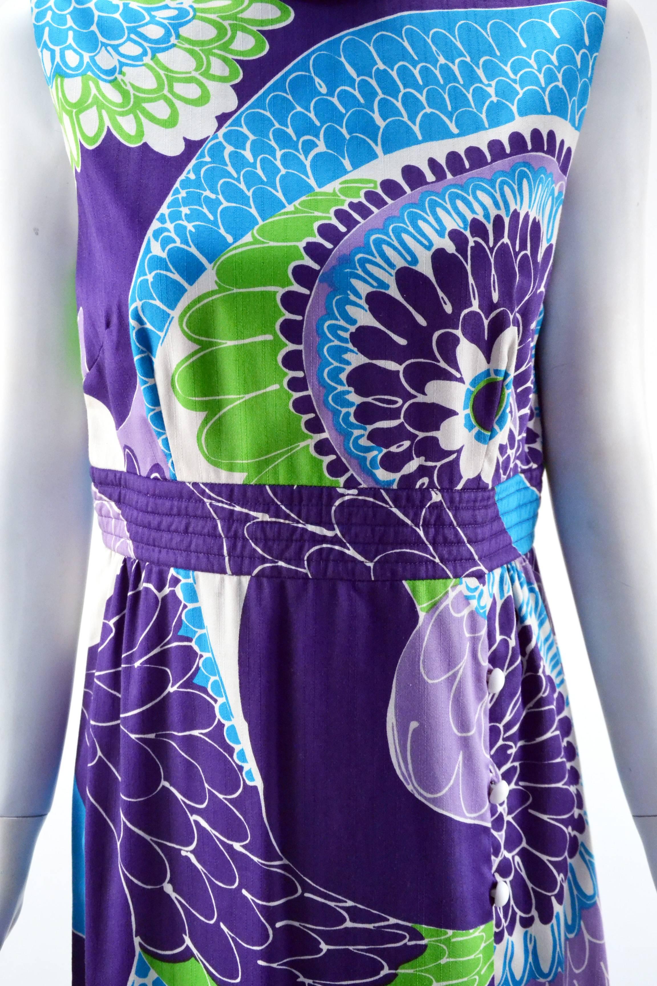 Tori Richard Hawaiian Print Sleeveless Maxi Dress, 1970s In Good Condition For Sale In Houston, TX
