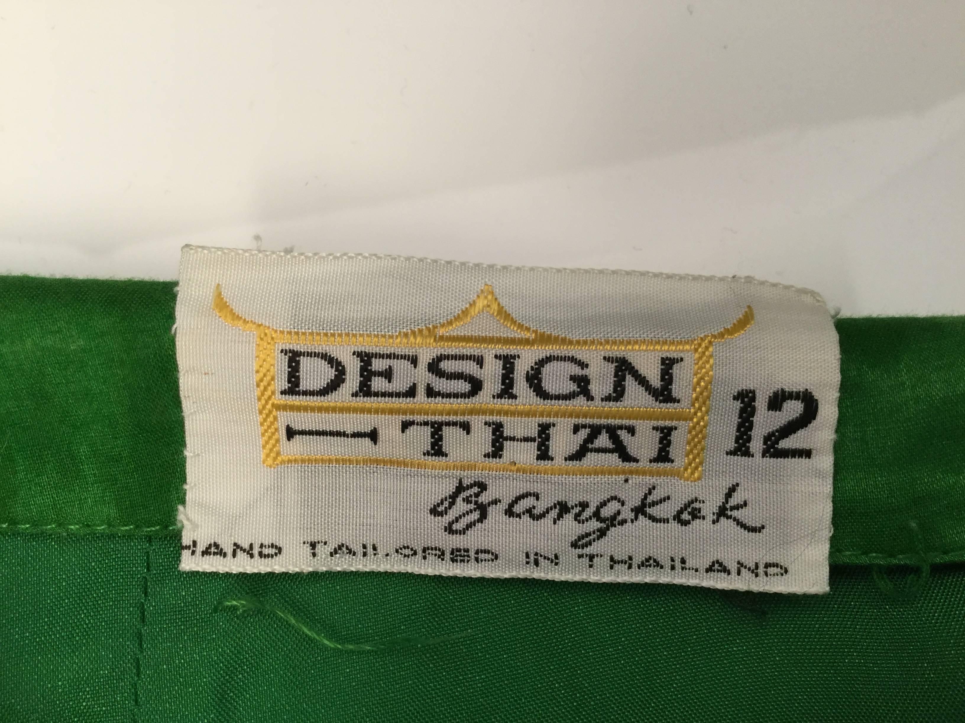1970s Hand Screened Green Cotton Maxi Skirt 3