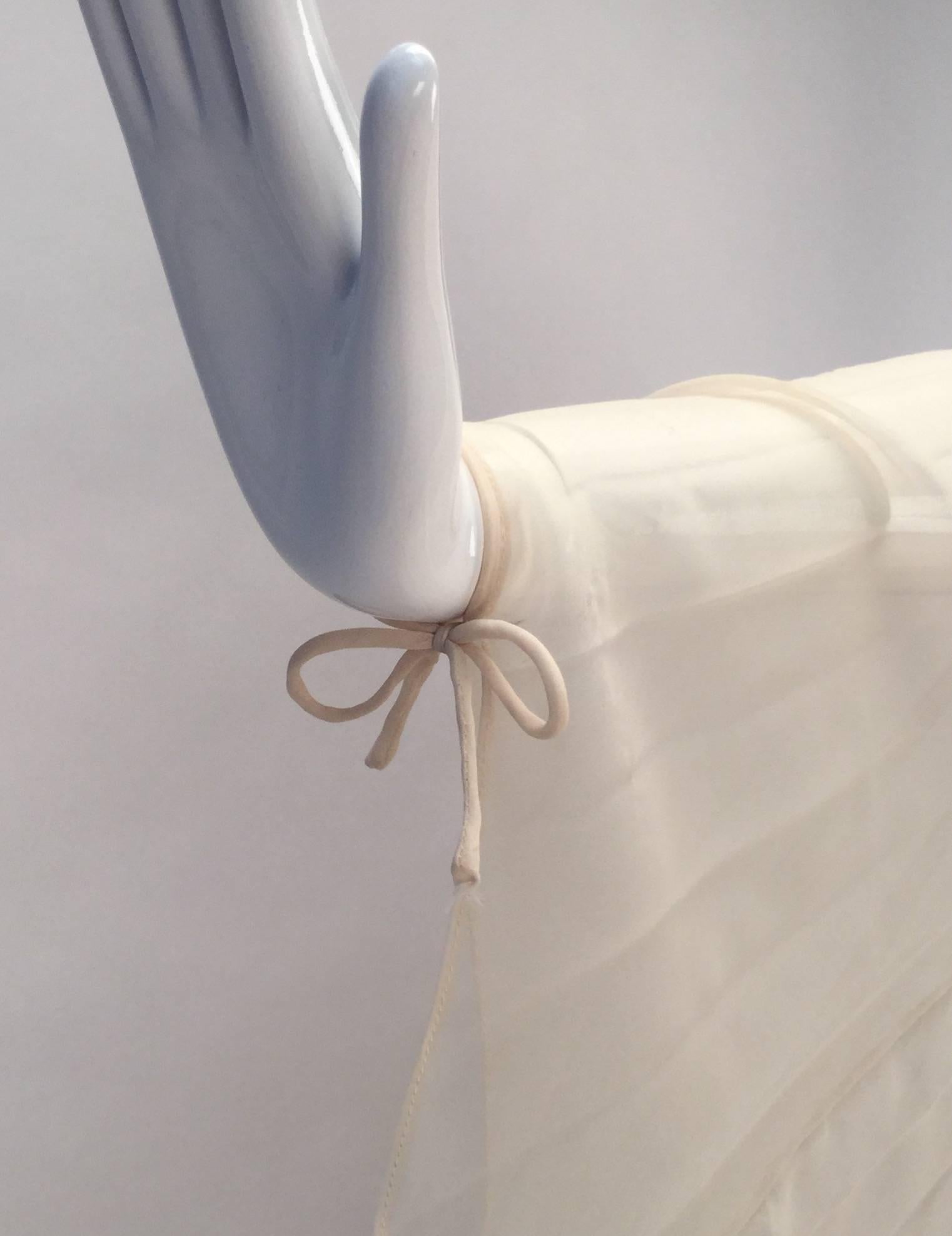 Brown 1970s John Bates for Jean Varon Sheer Nude Pleated and Tiered Batwing Gown