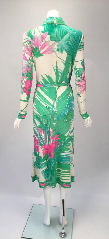 1960s Leonard Paris Botanical Print Silk Jersey Knit Dress For Sale at ...