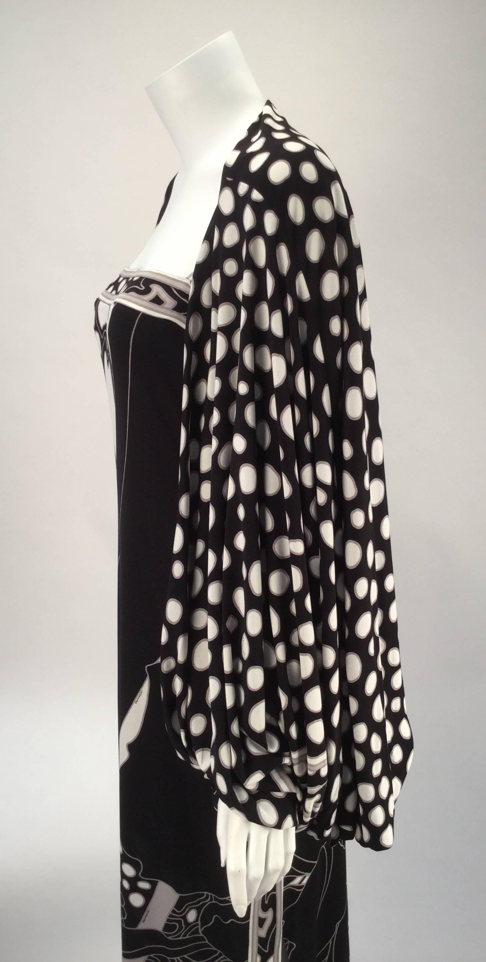Black Leonard Paris Silk Knit Spaghetti Strap Column Gown with Cocoon Shrug, 1960s  For Sale
