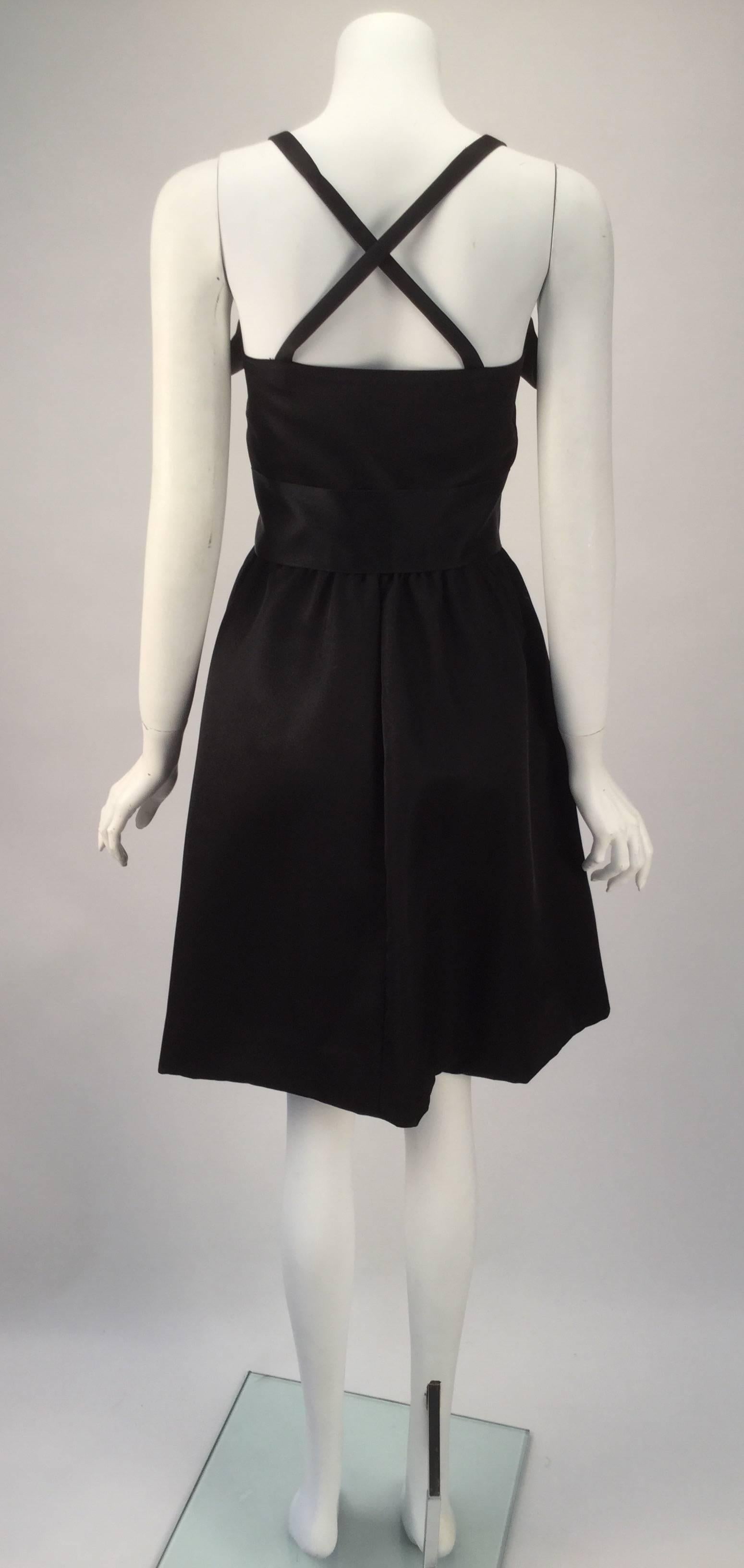 Women's Geoffrey Beene Black Satin Dress with Pockets, 1970s  For Sale