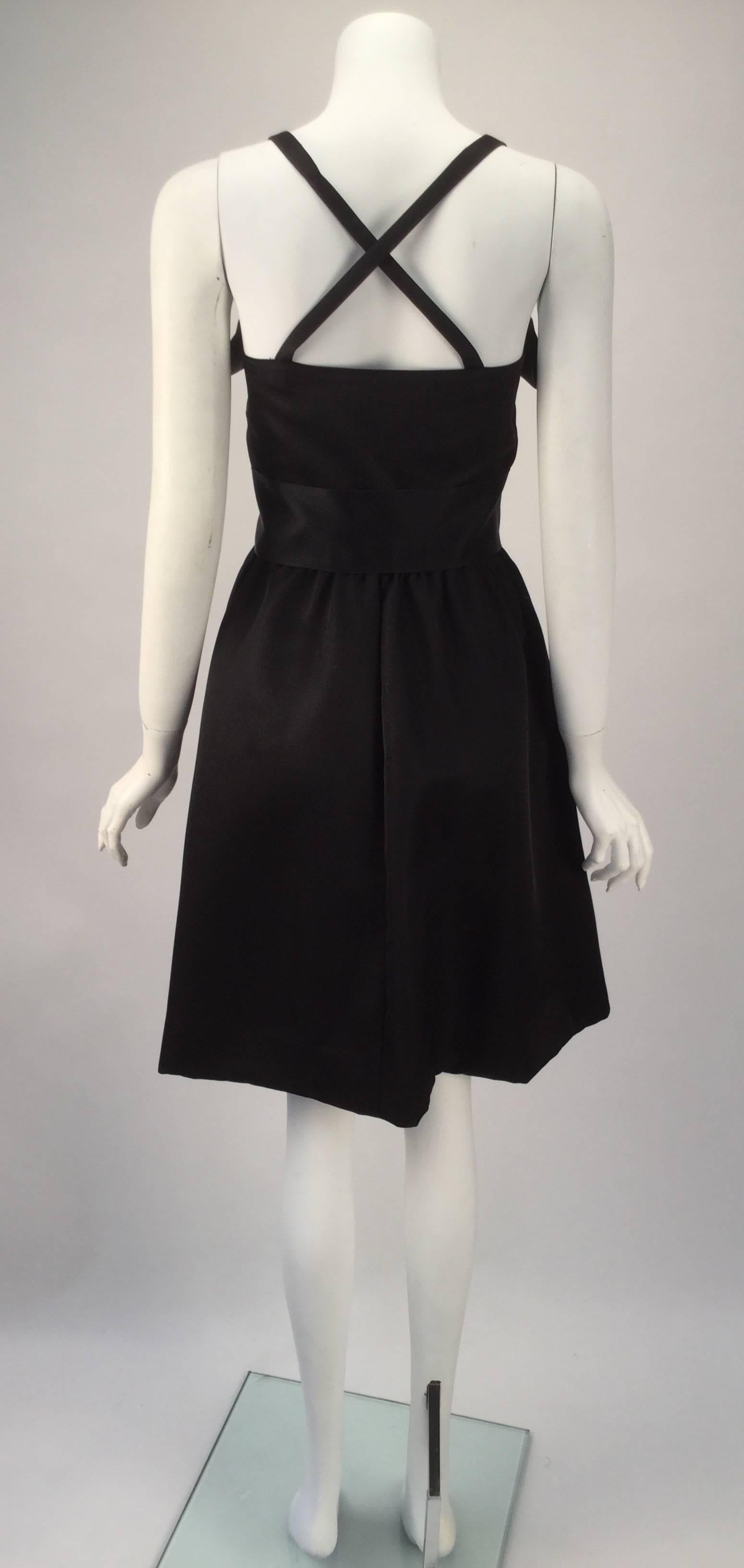 Women's Geoffrey Beene Black Satin Dress with Pockets, 1970s For Sale