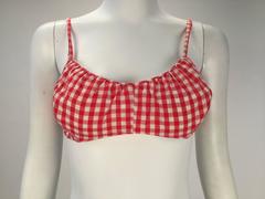 Cole of California Weißer und rot karierter Bikini mit Kopfband mit Muster, 1960er Jahre