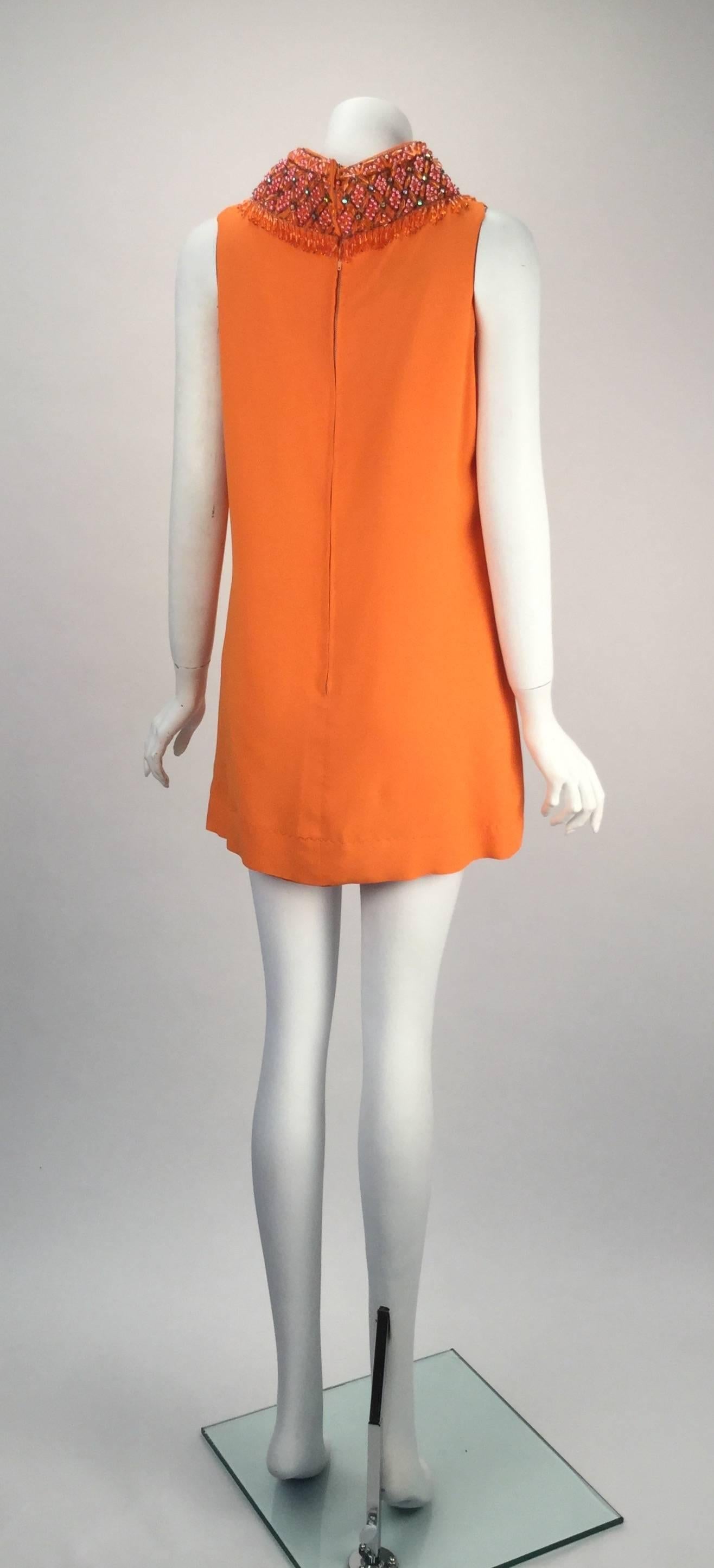Gino Charles by Malcolm Starr Silk Orange Tunic, 1960s  In Good Condition In Houston, TX