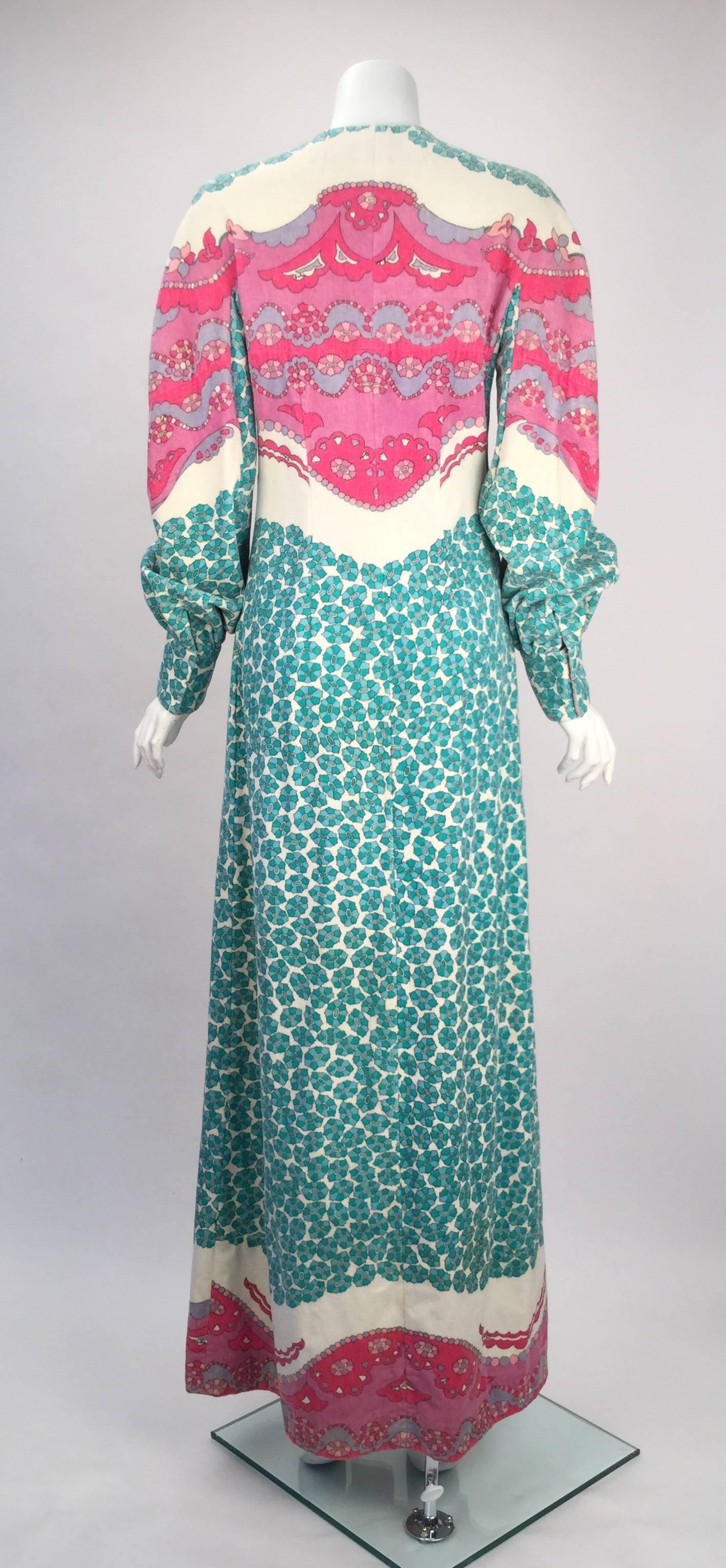 Brown Emilio Pucci Terry Cloth Multicolor Caftan, 1960s 