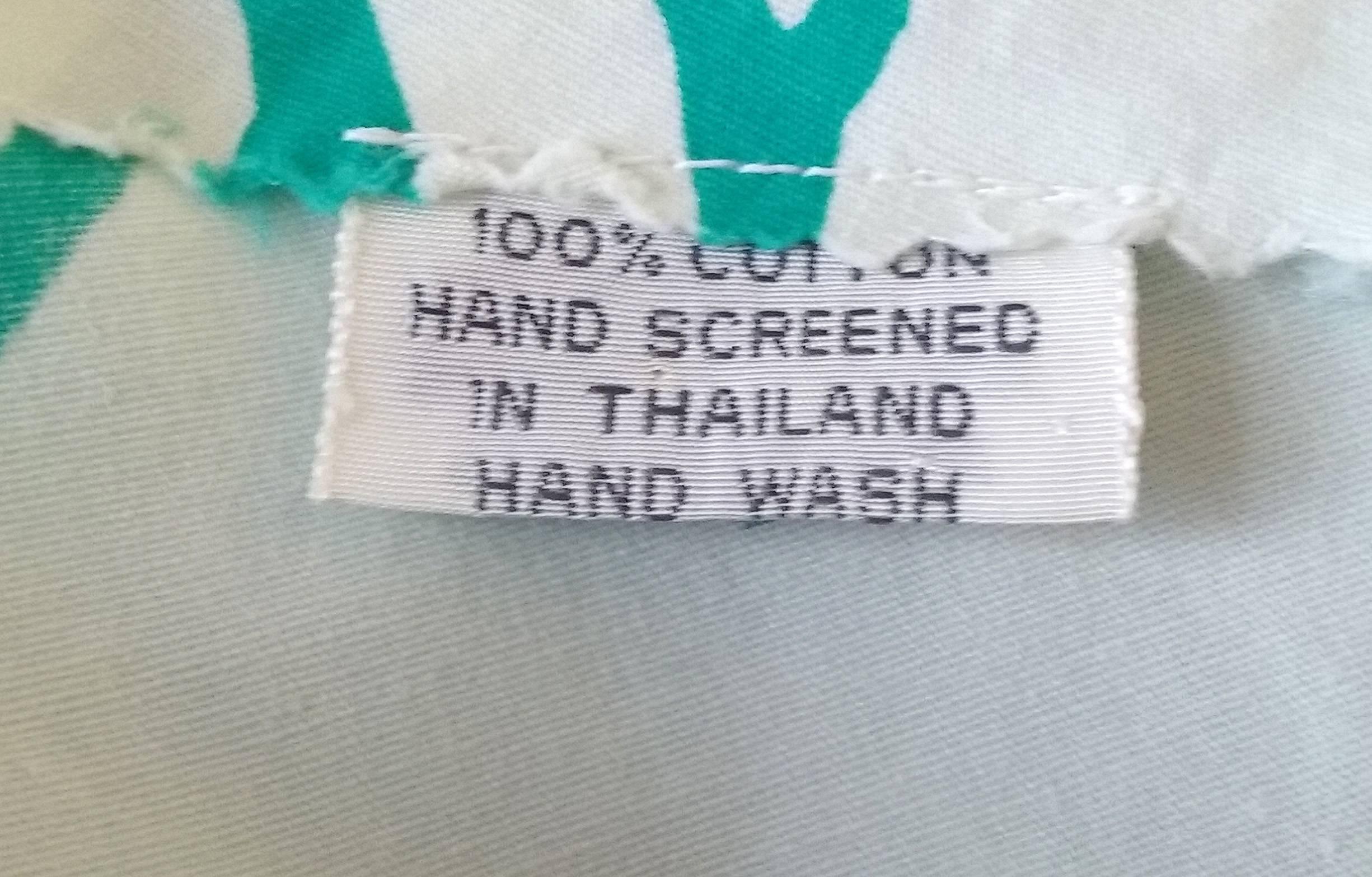 Women's Hand Screened Thai Cotton Shirt Dress, 1970s 