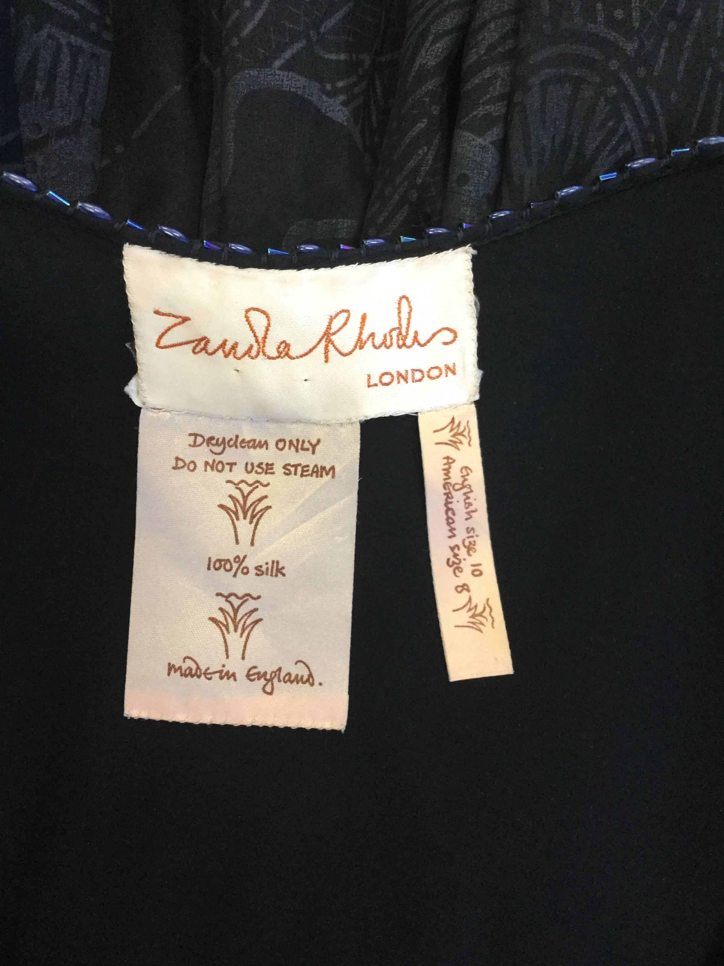 1970s Zandra Rhodes Hand Painted Black Silk Dress For Sale at 1stDibs ...