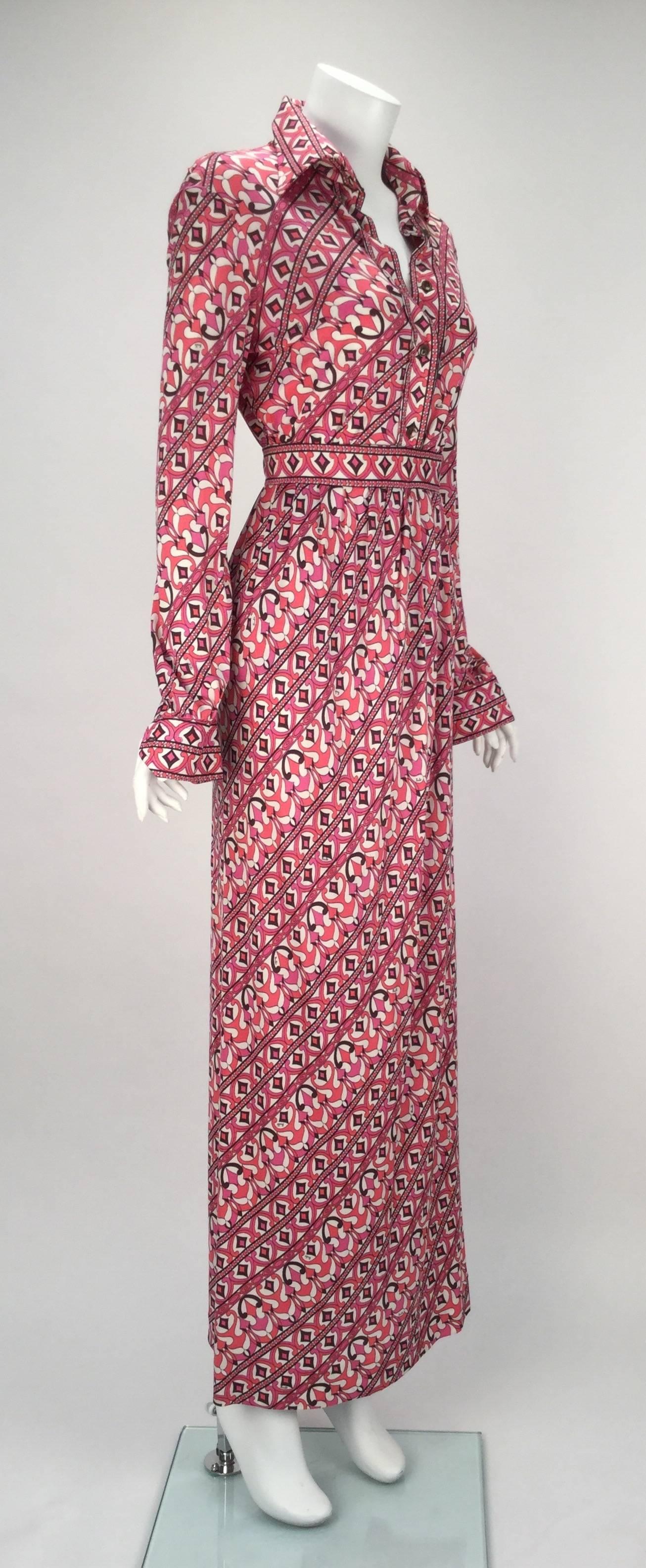 Pink 1960s Emilio Pucci Silk Jersey Blend Blouse and Skirt
