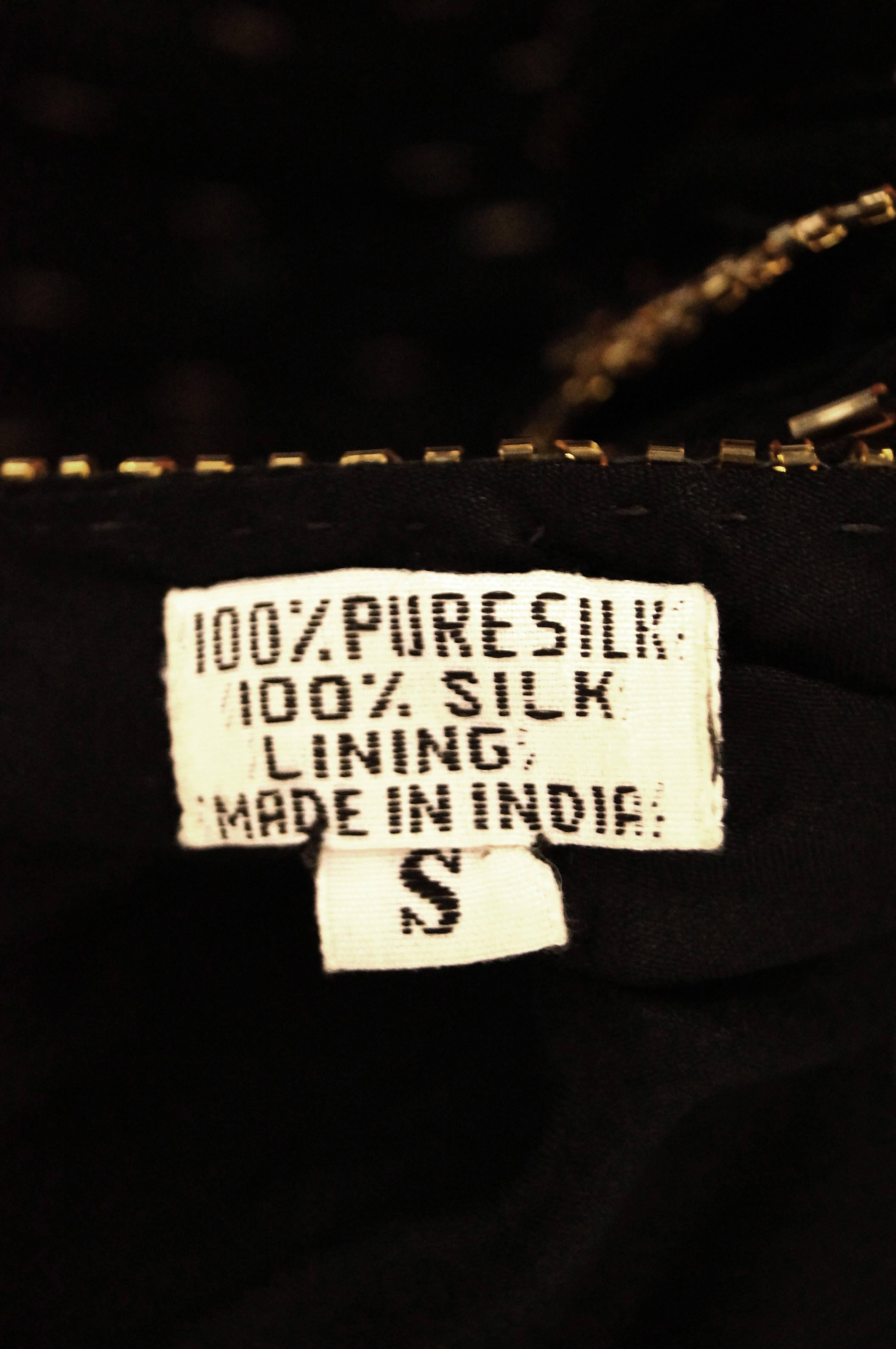 Black Silk Vintage Gold Beaded Jumpsuit For Sale 1