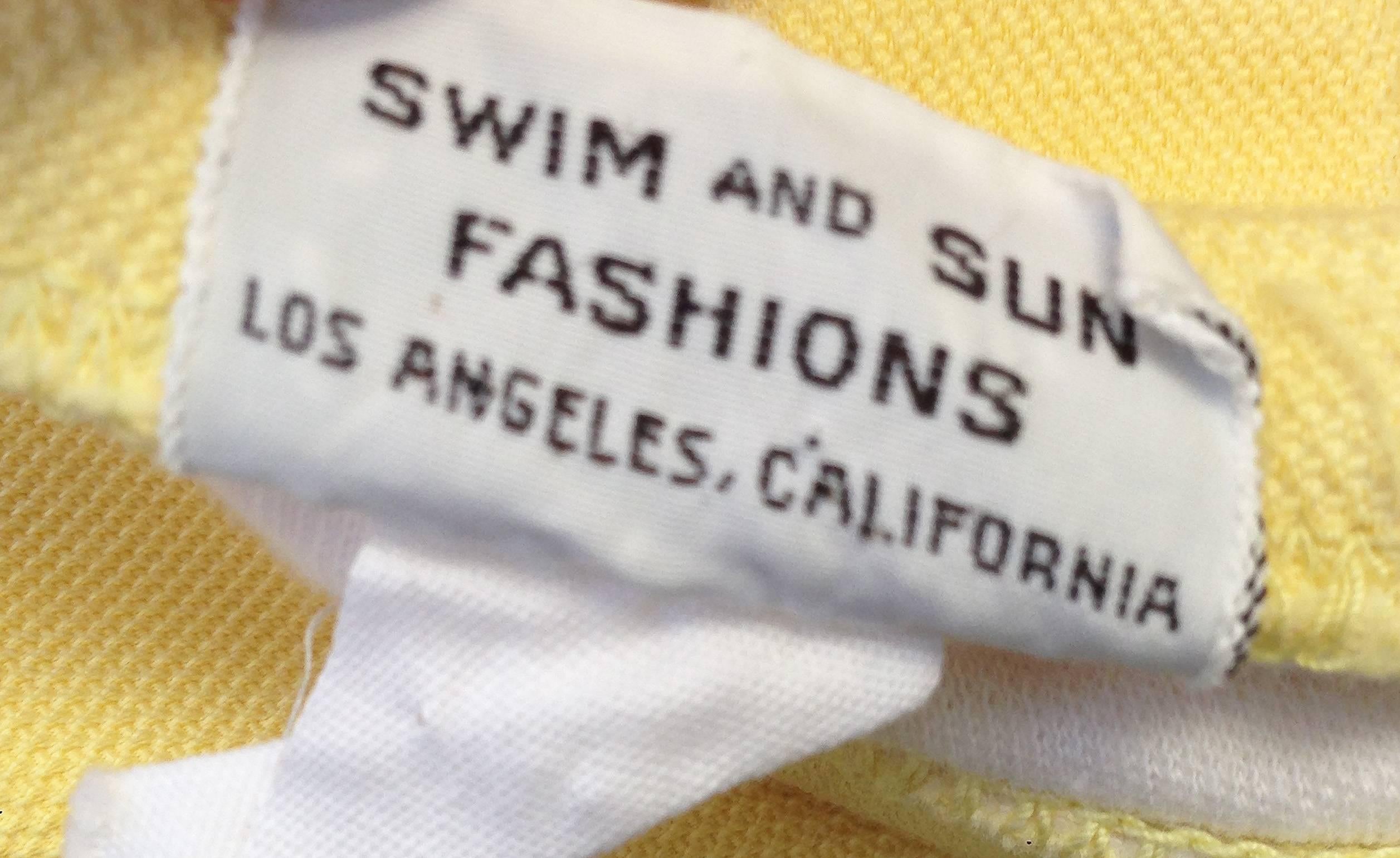 Classic 1950s DeWeese Designs Pale Yellow Bikini with Daisy Appliques  In Good Condition In Houston, TX