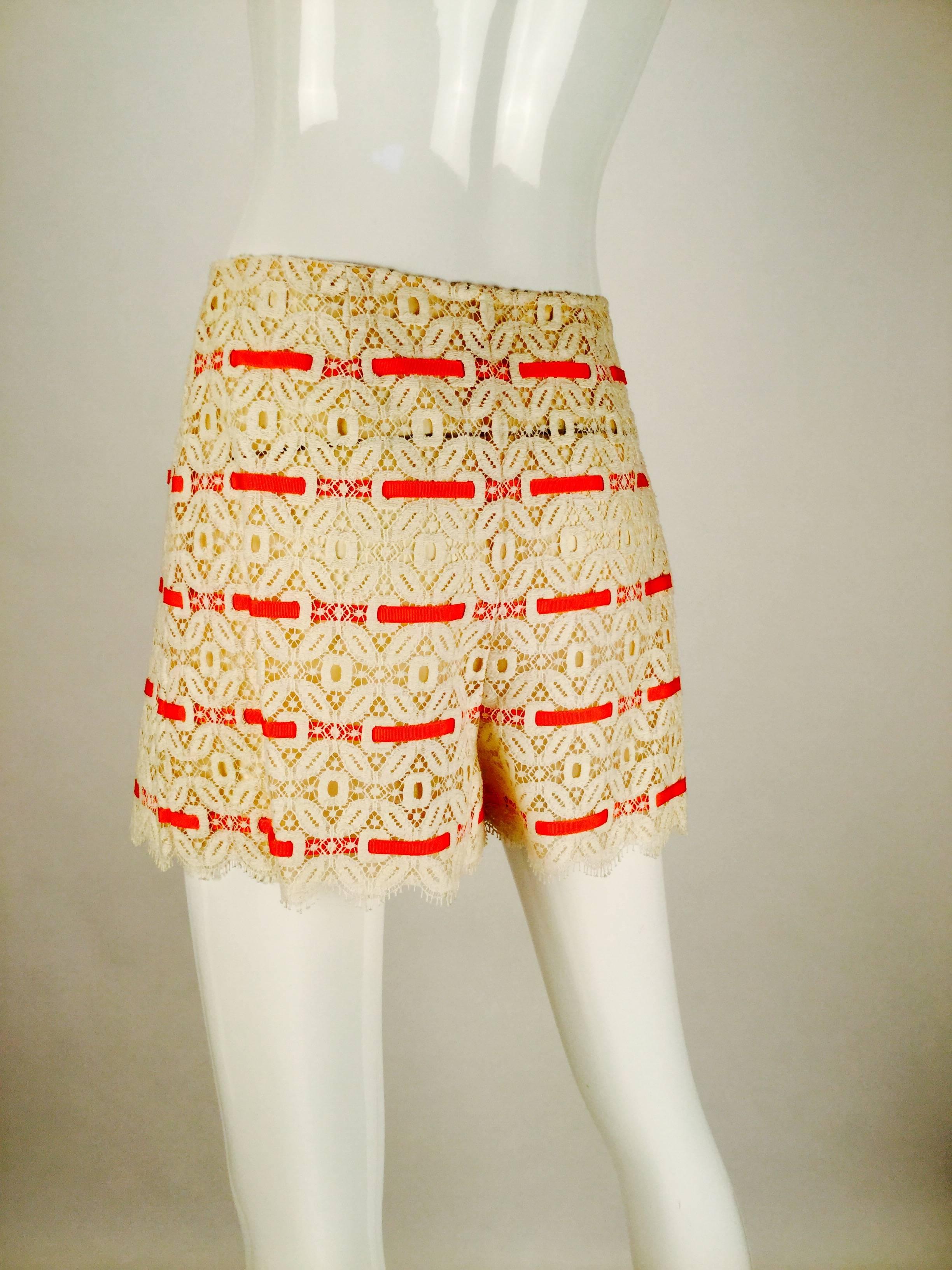 Women's Esther Wolf Ribbon and Lace Overdress and Shorts / Hot Pants, 1970s  For Sale