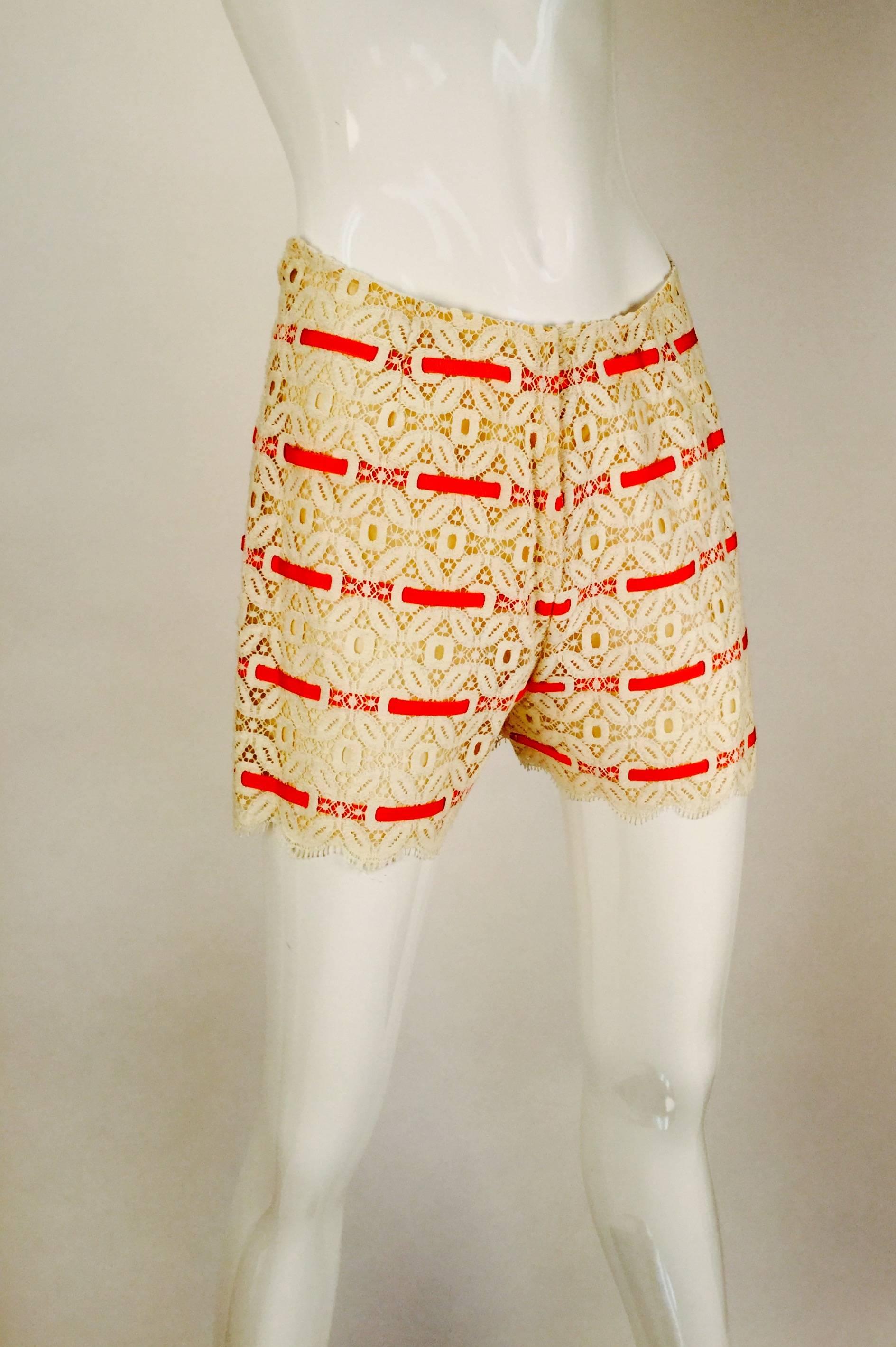 Esther Wolf Ribbon and Lace Overdress and Shorts / Hot Pants, 1970s  For Sale 1