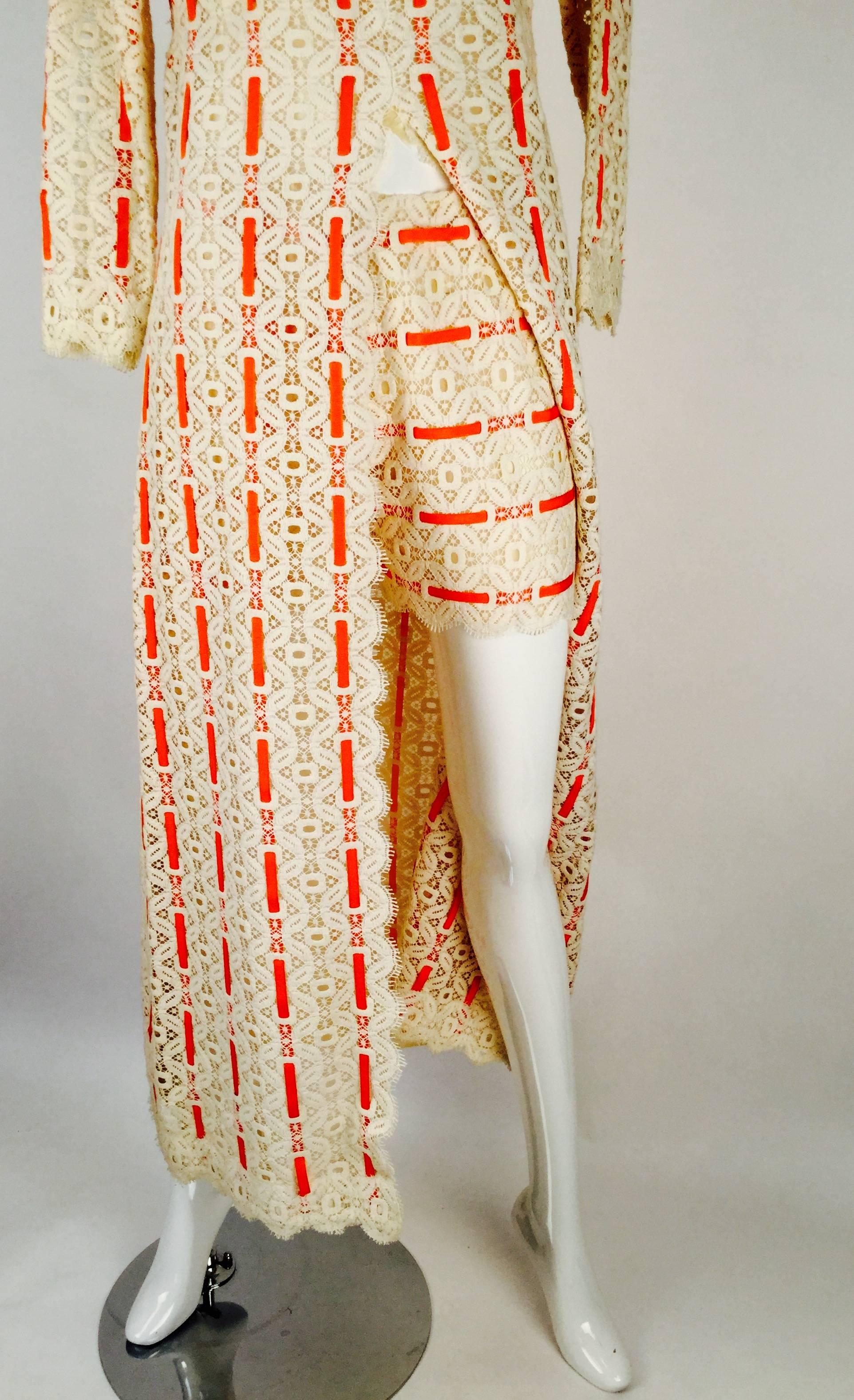 Esther Wolf Ribbon and Lace Overdress and Shorts / Hot Pants, 1970s  For Sale 2