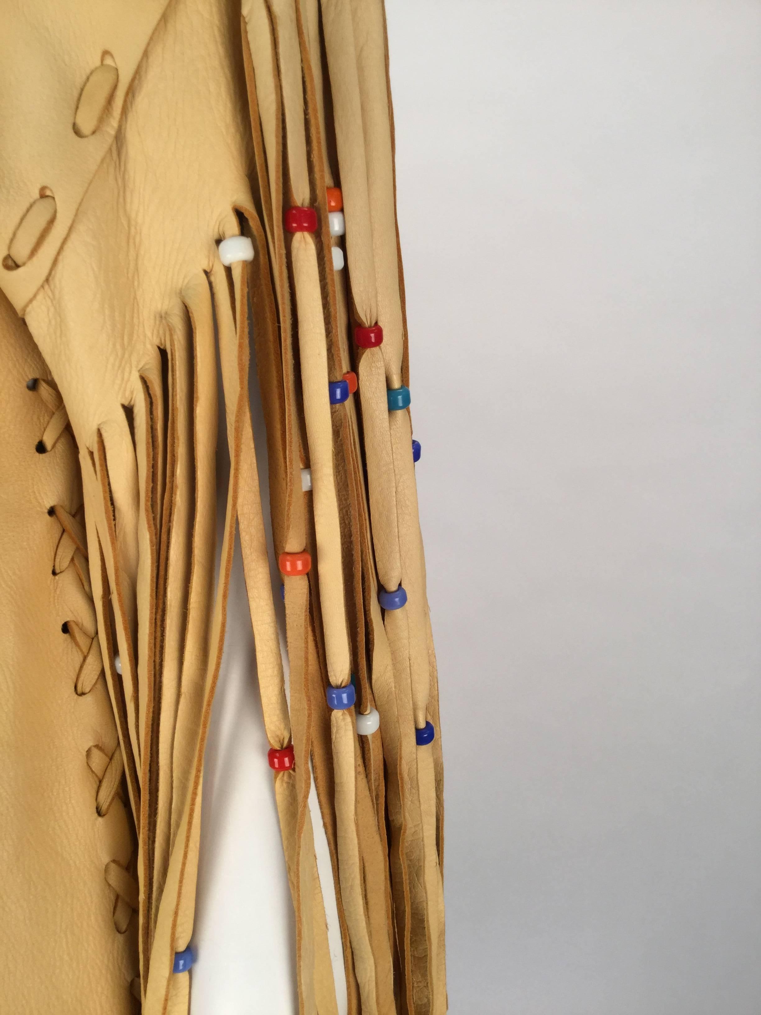 1970s Native American Style Leather Handmade/painted Fringe Dress In Good Condition In Houston, TX