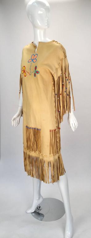 Authentic 1970s Native American Leather Handmade/painted Fringe Dress ...