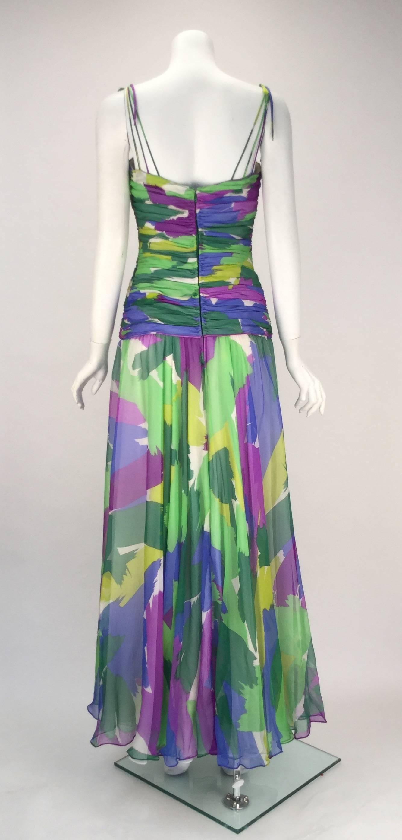 Women's Silk Abstract Evening Gown, 1990s 