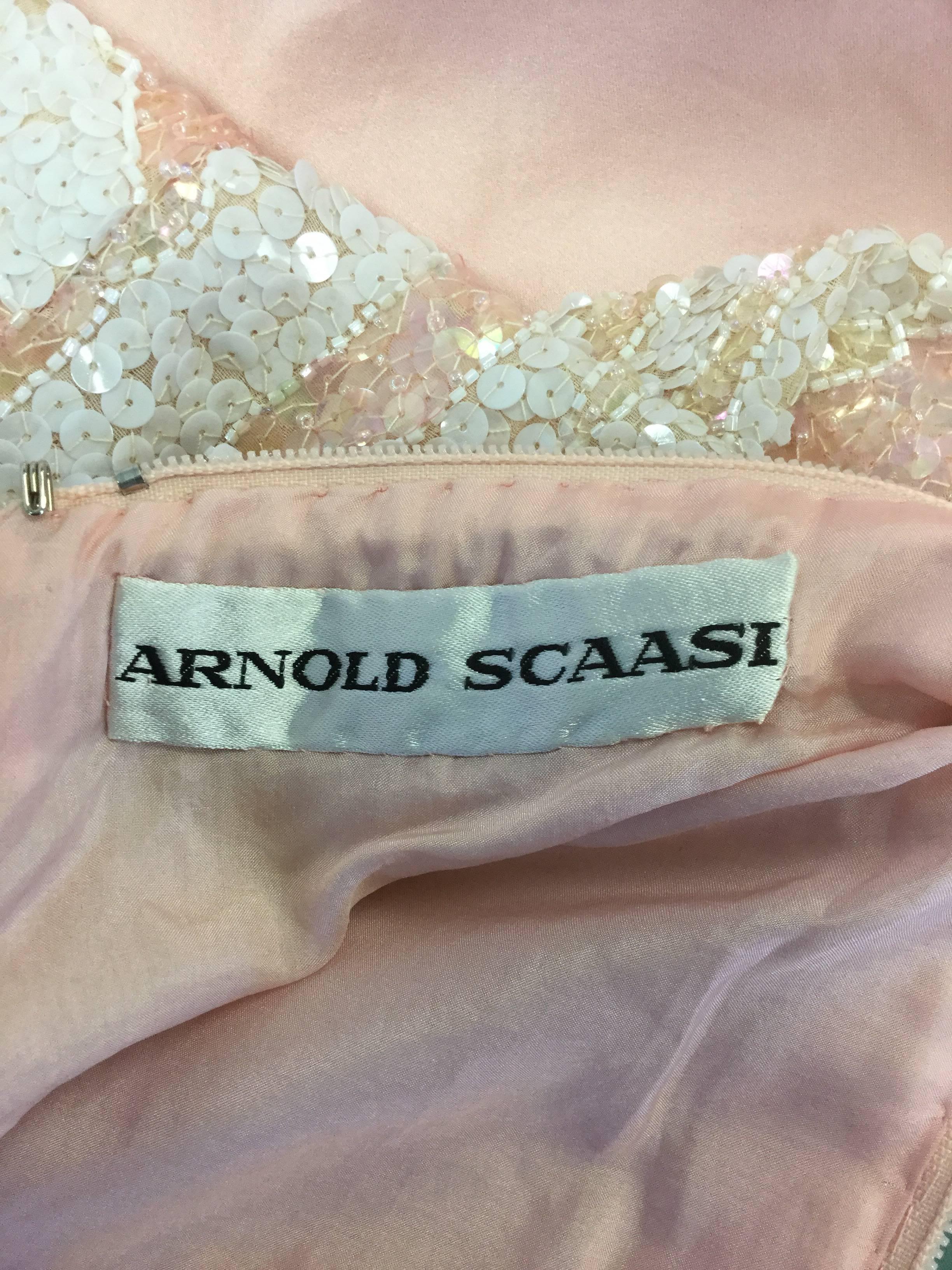 1960s Arnold Scaasi Pink Silk and Sequin Evening Dress  1