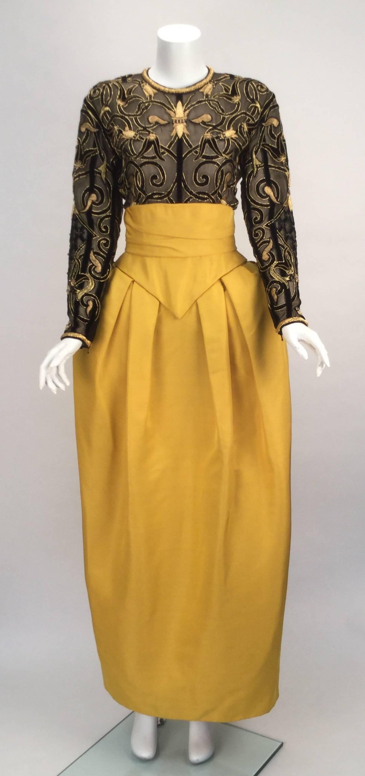 Brown 1985 Christian Dior Haute Couture Autum/Winter Silk Evening Gown