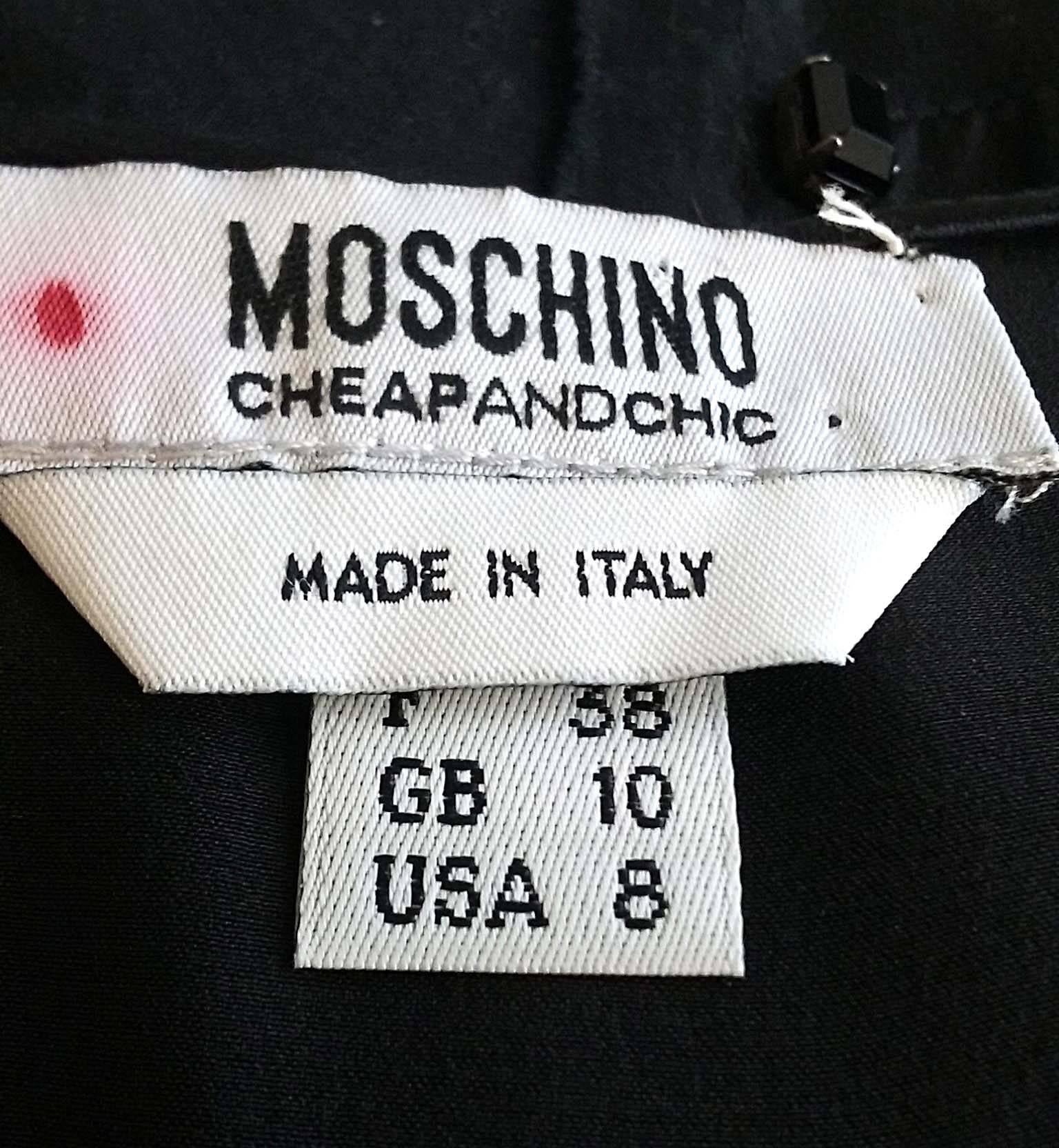 Moschino Black Silk Cocktail Dress with Bow Applique For Sale 2