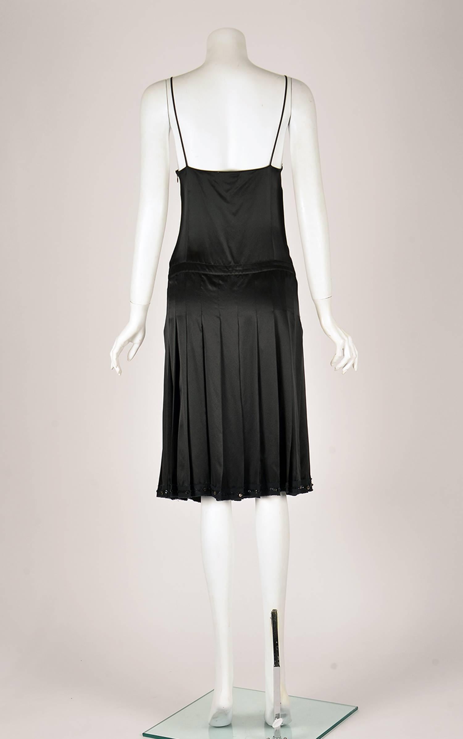 Moschino Black Silk Cocktail Dress with Bow Applique  In Excellent Condition For Sale In Houston, TX