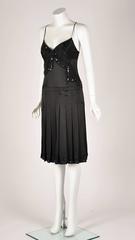 Moschino Black Silk Cocktail Dress with Bow Applique