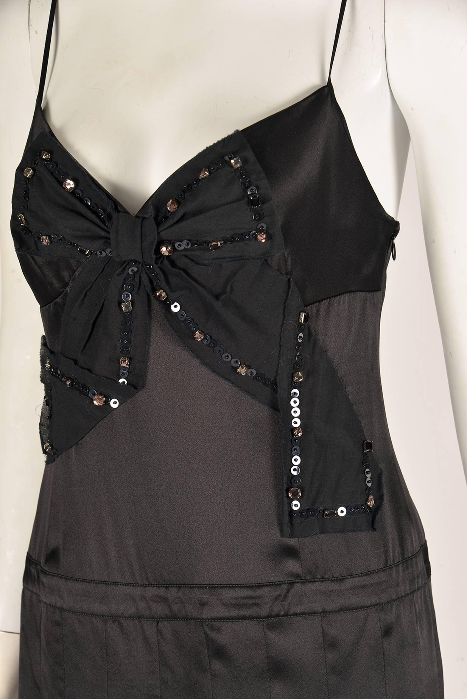 Women's Moschino Black Silk Cocktail Dress with Bow Applique For Sale