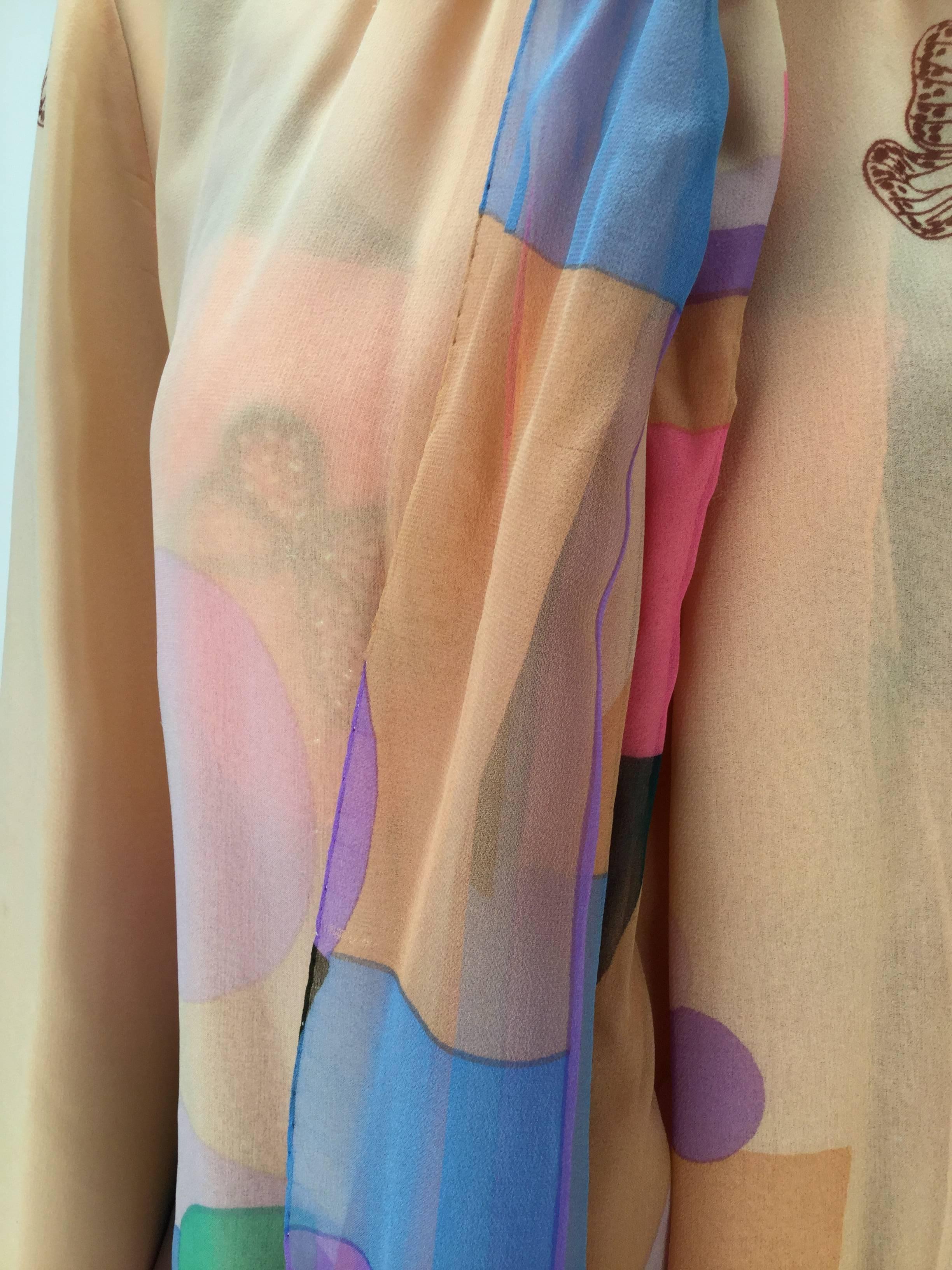 80s Hanae Mori Silk Multicolored Butterfly Print Three Piece Skirt Ensemble For Sale 1