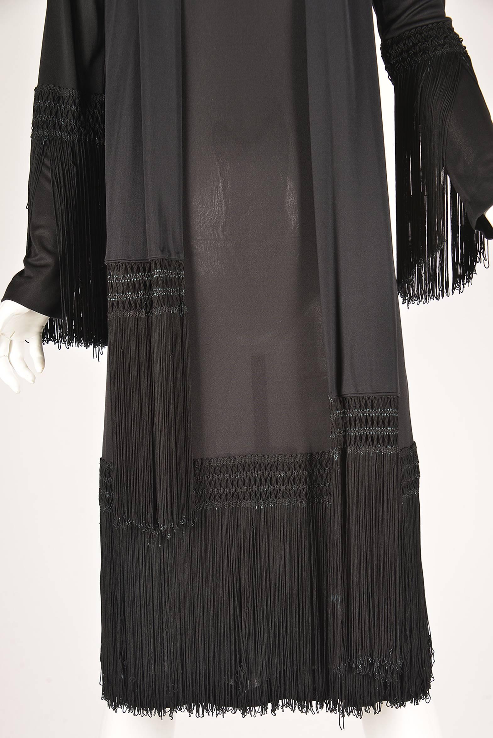Women's 1960s Pucci Black Silk Jersey Fringe Dress