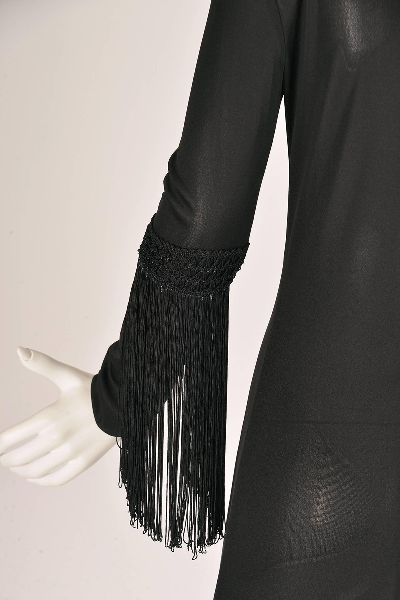 1960s Pucci Black Silk Jersey Fringe Dress 1