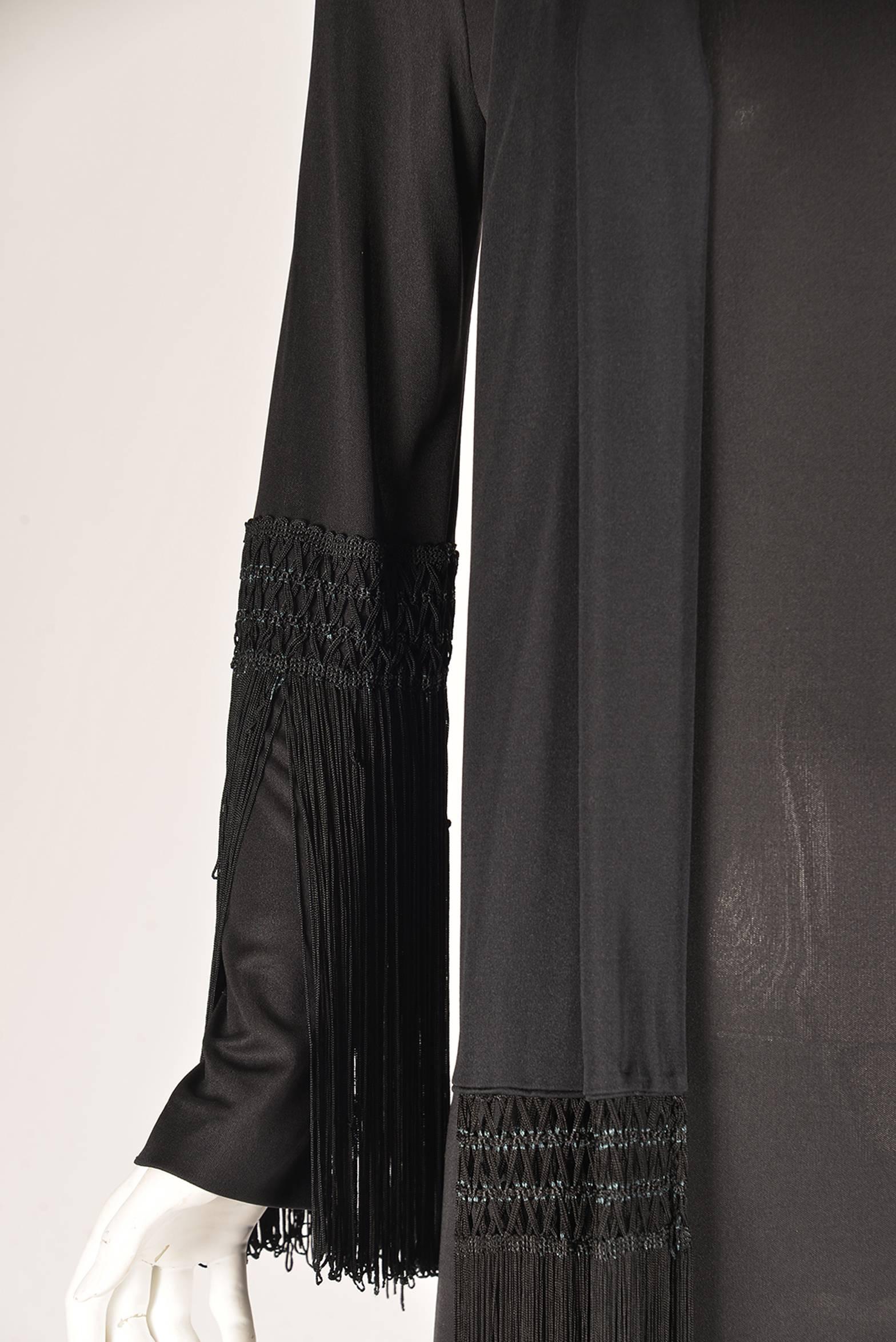 1960s Pucci Black Silk Jersey Fringe Dress 2
