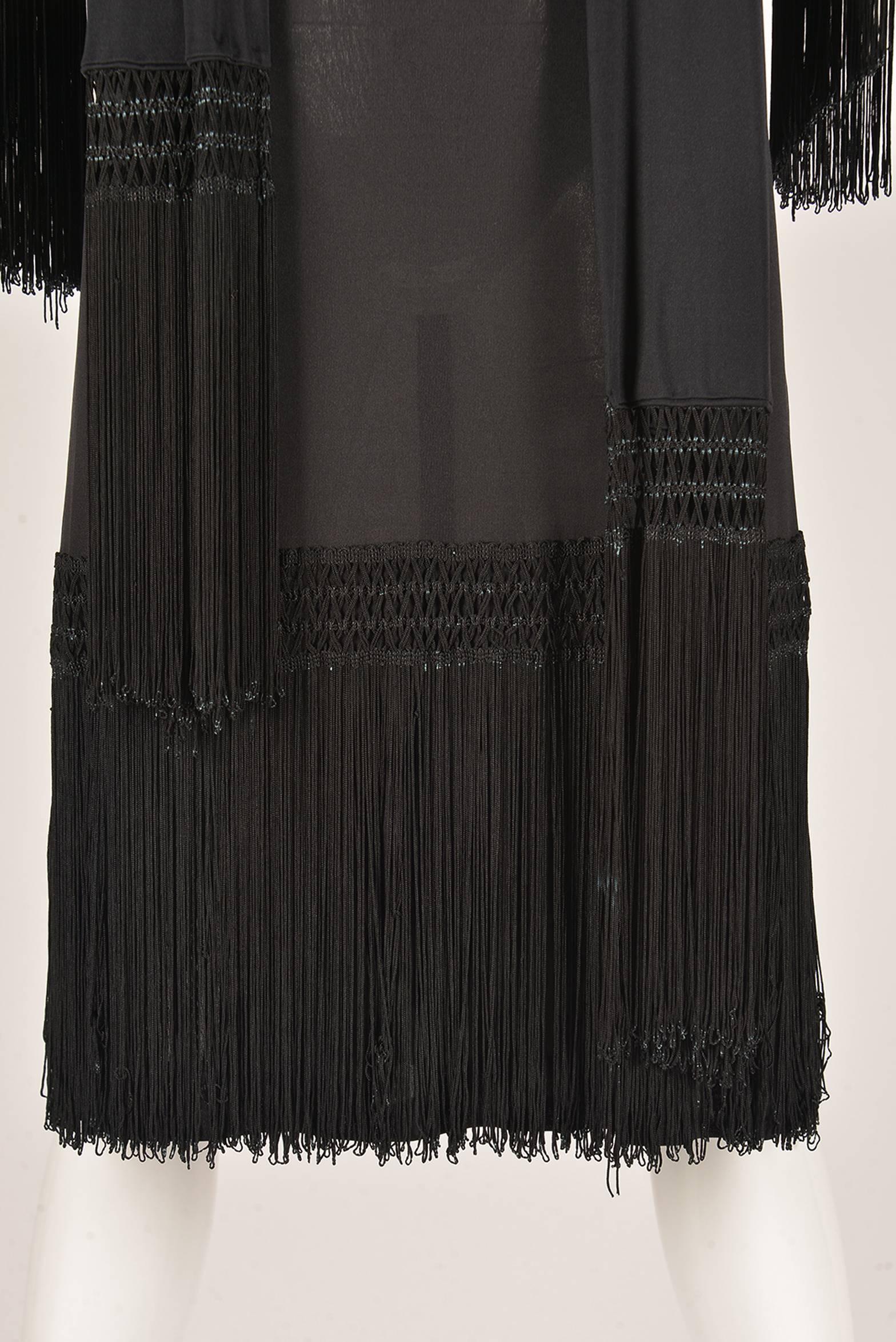 1960s Pucci Black Silk Jersey Fringe Dress 3