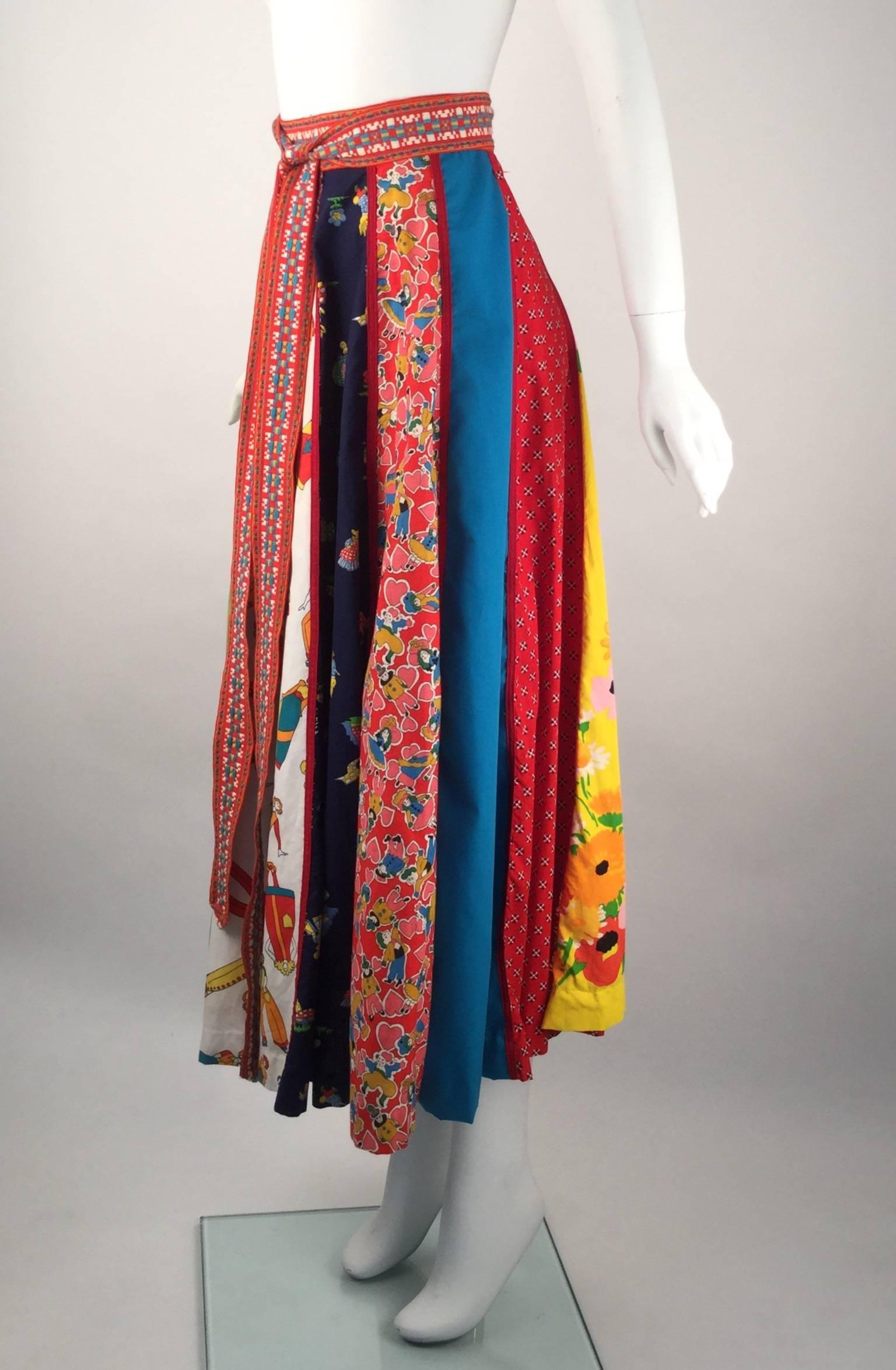 Brown Giorgio di Sant'Angelo Multi Fabric Cotton Skirt, 1970s 