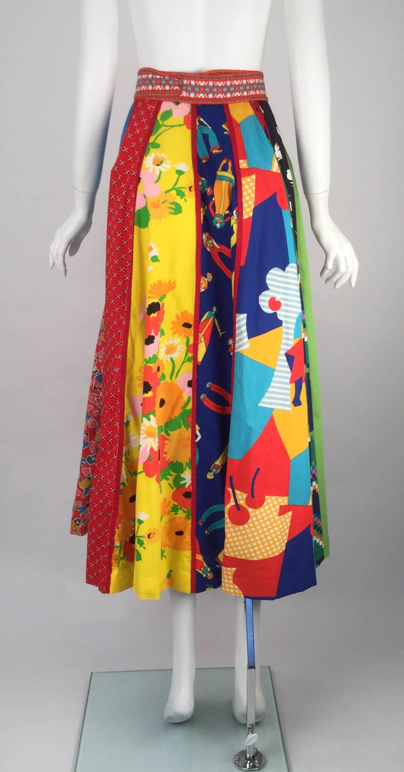 Giorgio di Sant'Angelo Multi Fabric Cotton Skirt, 1970s  In Good Condition In Houston, TX