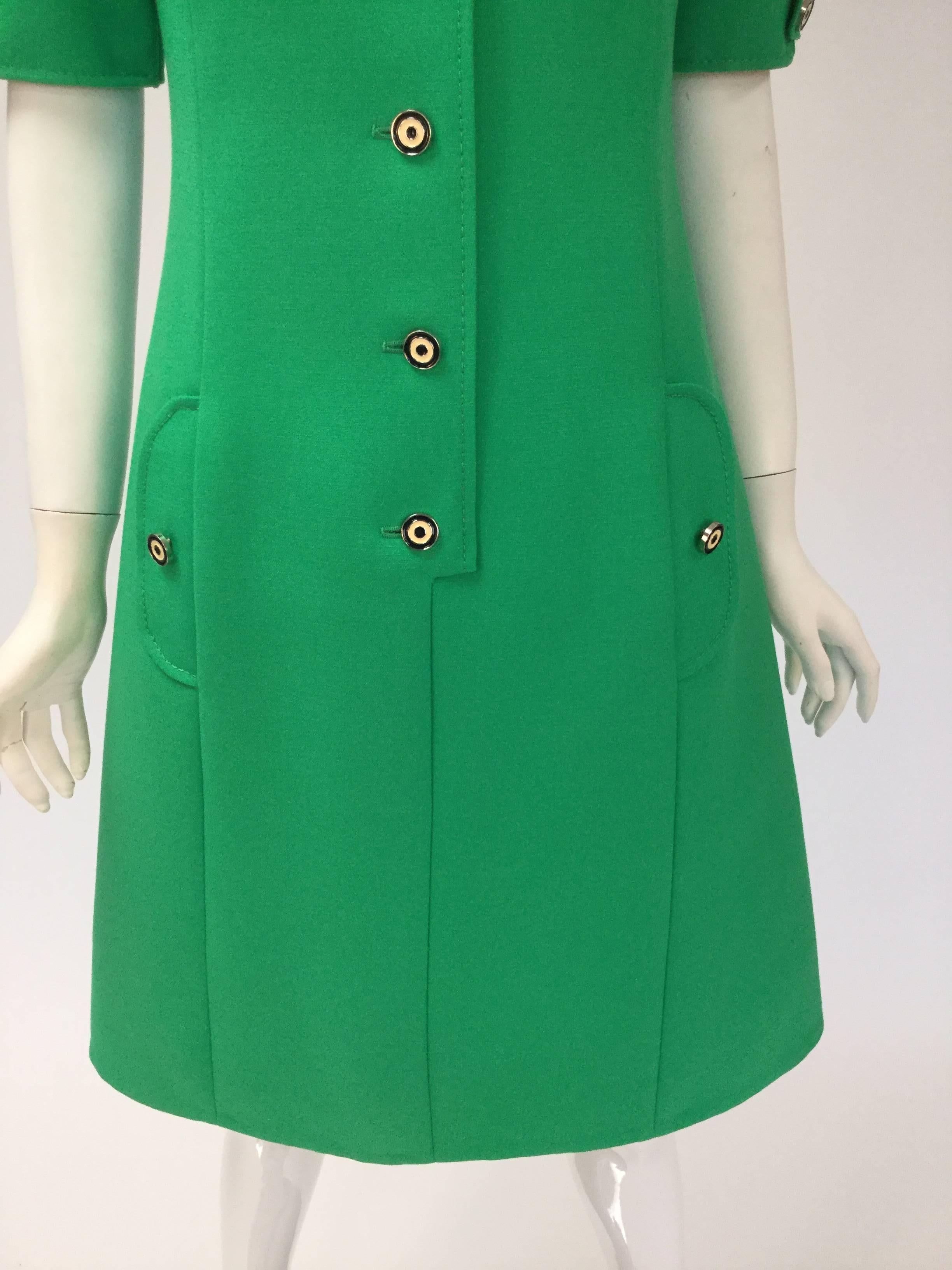 1960s Louis Feraud Green Wool Dress 1