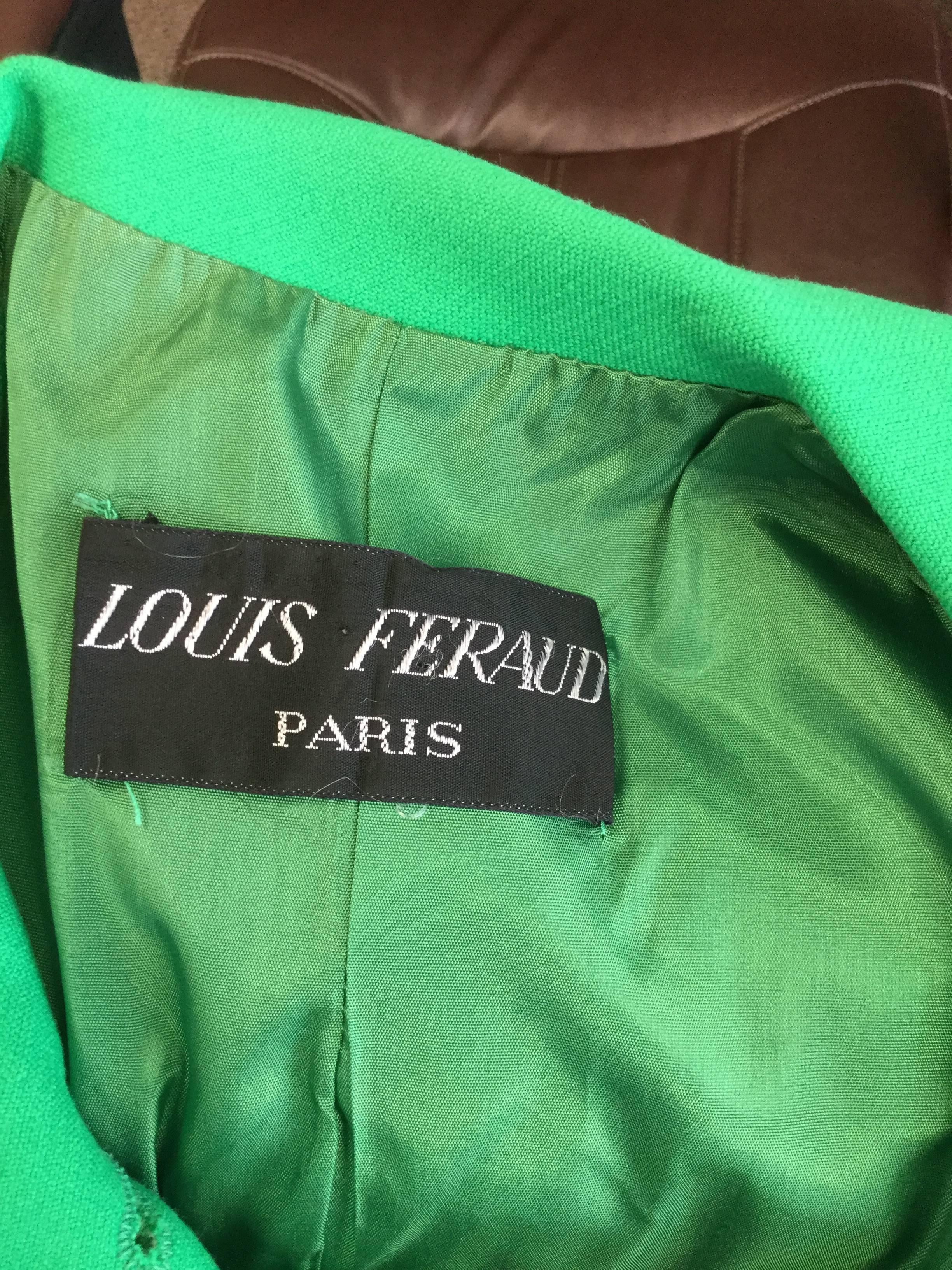 1960s Louis Feraud Green Wool Dress 2