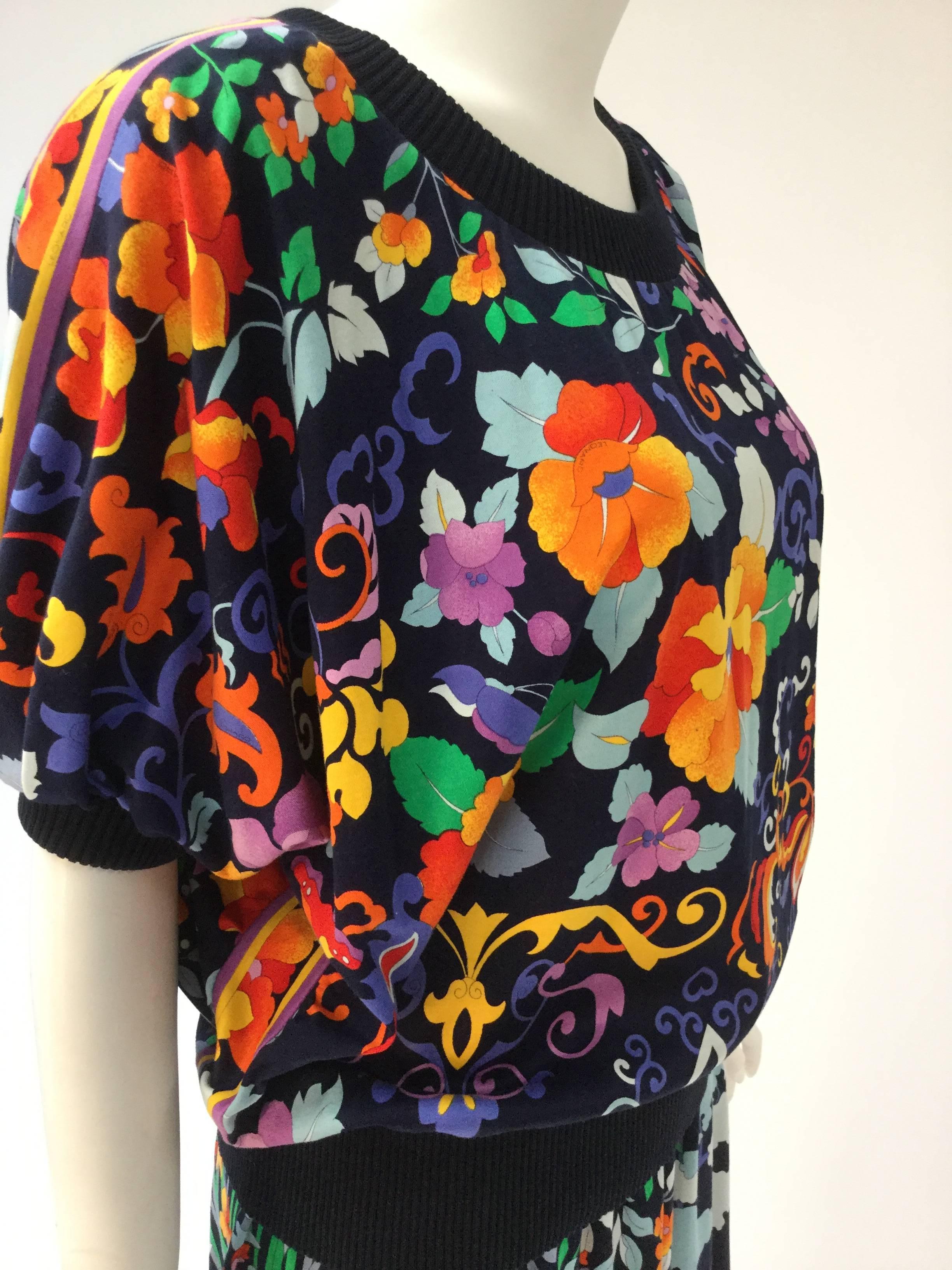 Black Classic 1980s Leonard Floral Print Pima Cotton Ensemble