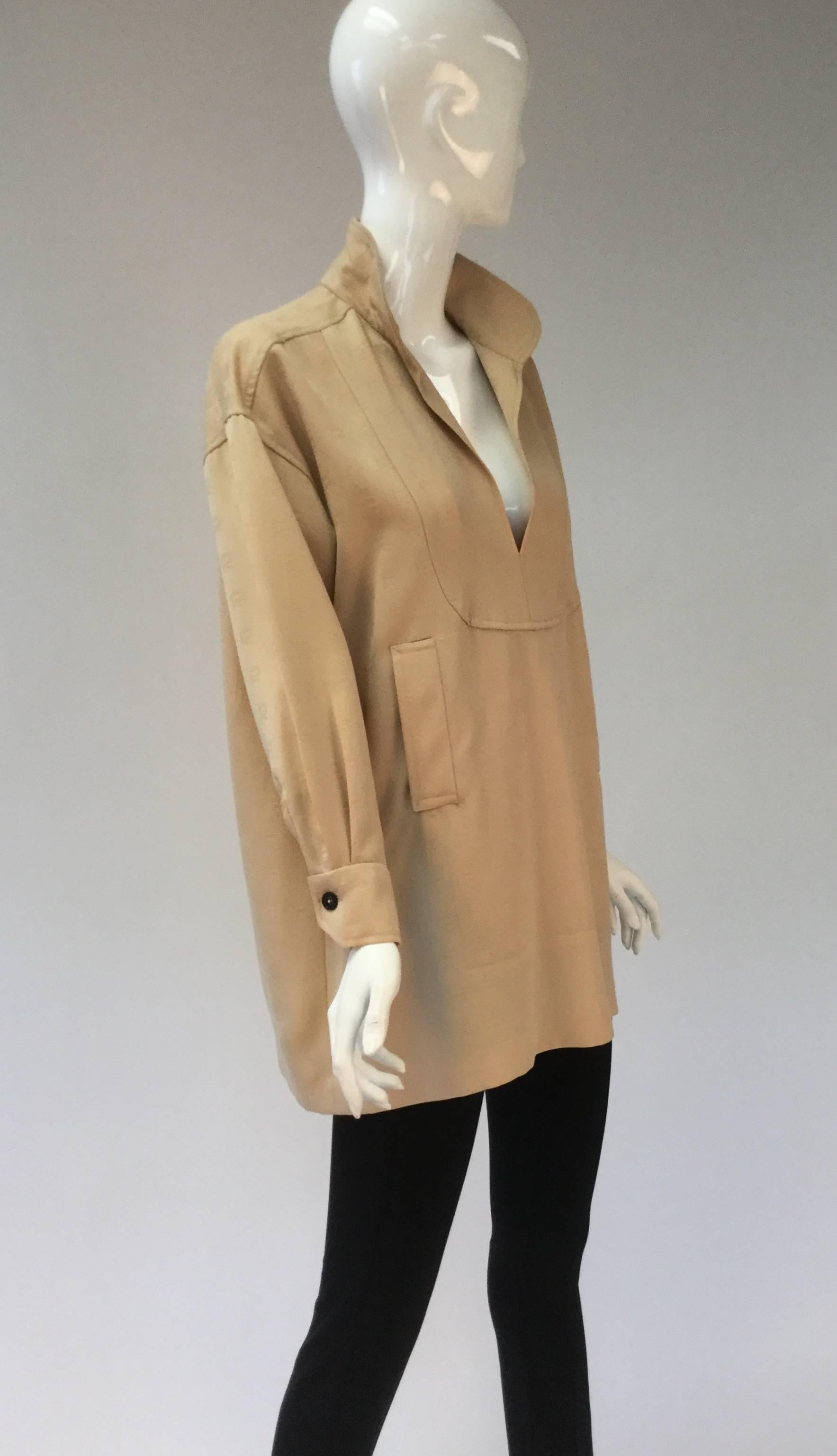 Brown Roberta di Camerino Tan Wool Tunic, 1970s For Sale