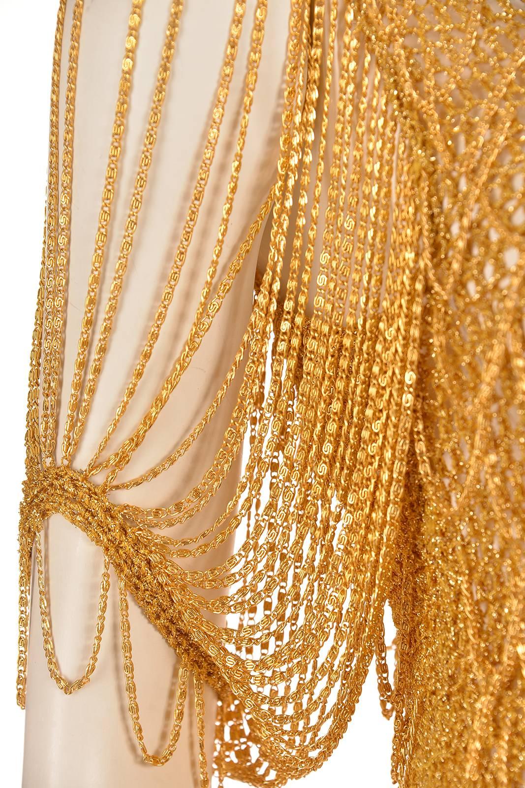 Women's or Men's 1970s Loris Azzaro Gold Beaded Knit Body Jewelry Sweater Blouse For Sale
