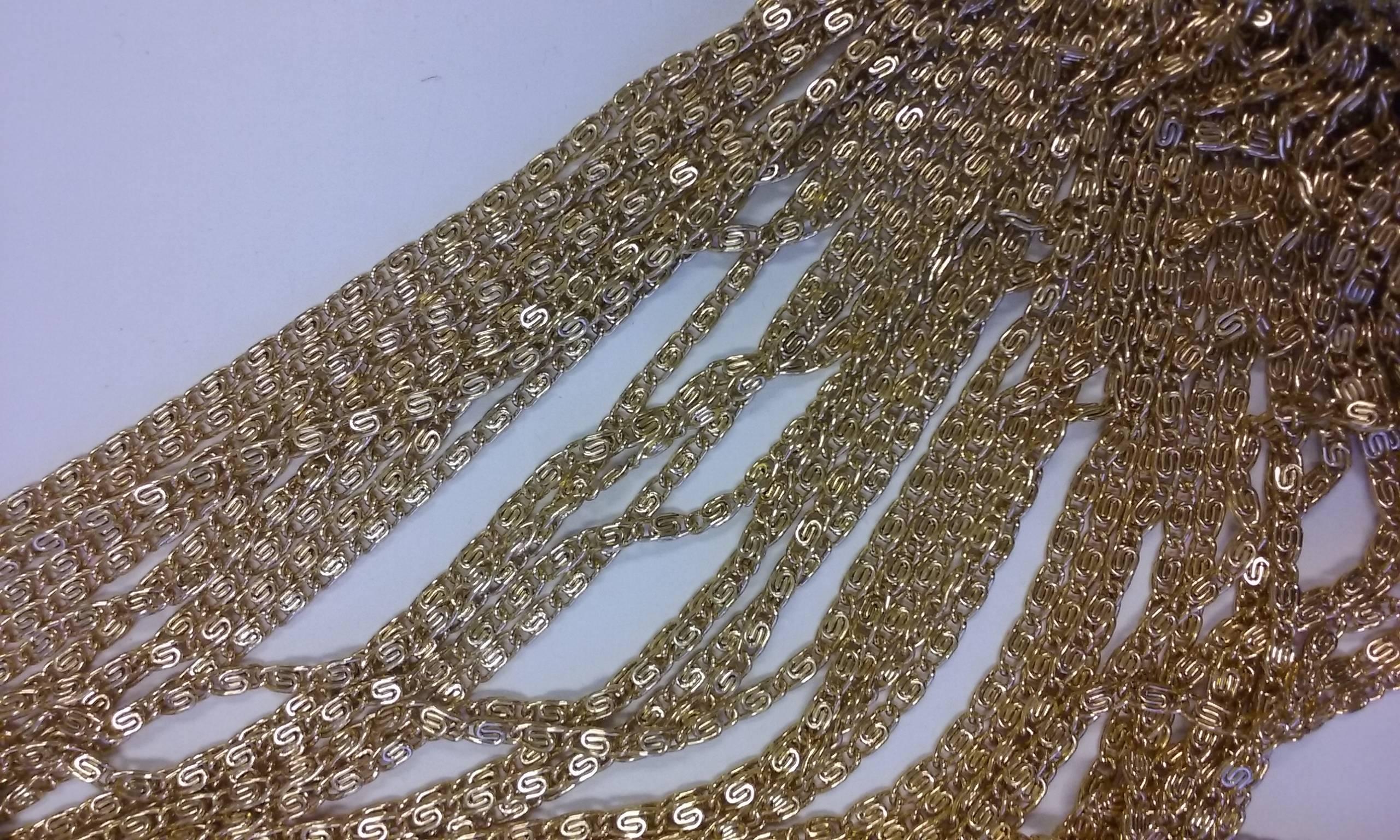 1970s Loris Azzaro Gold Beaded Knit Body Jewelry Sweater Blouse For Sale 2