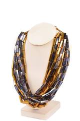 Purple and Gold metallic Beaded Necklace by Vilaiwan