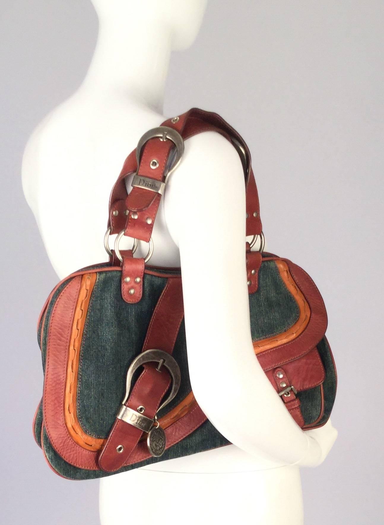 Dior Denim Leather Double Gaucho Saddle Bag, 2009  2