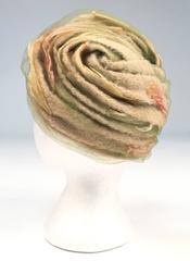 1960s Christian Dior Bouclé and Painted Feather Chapeaux