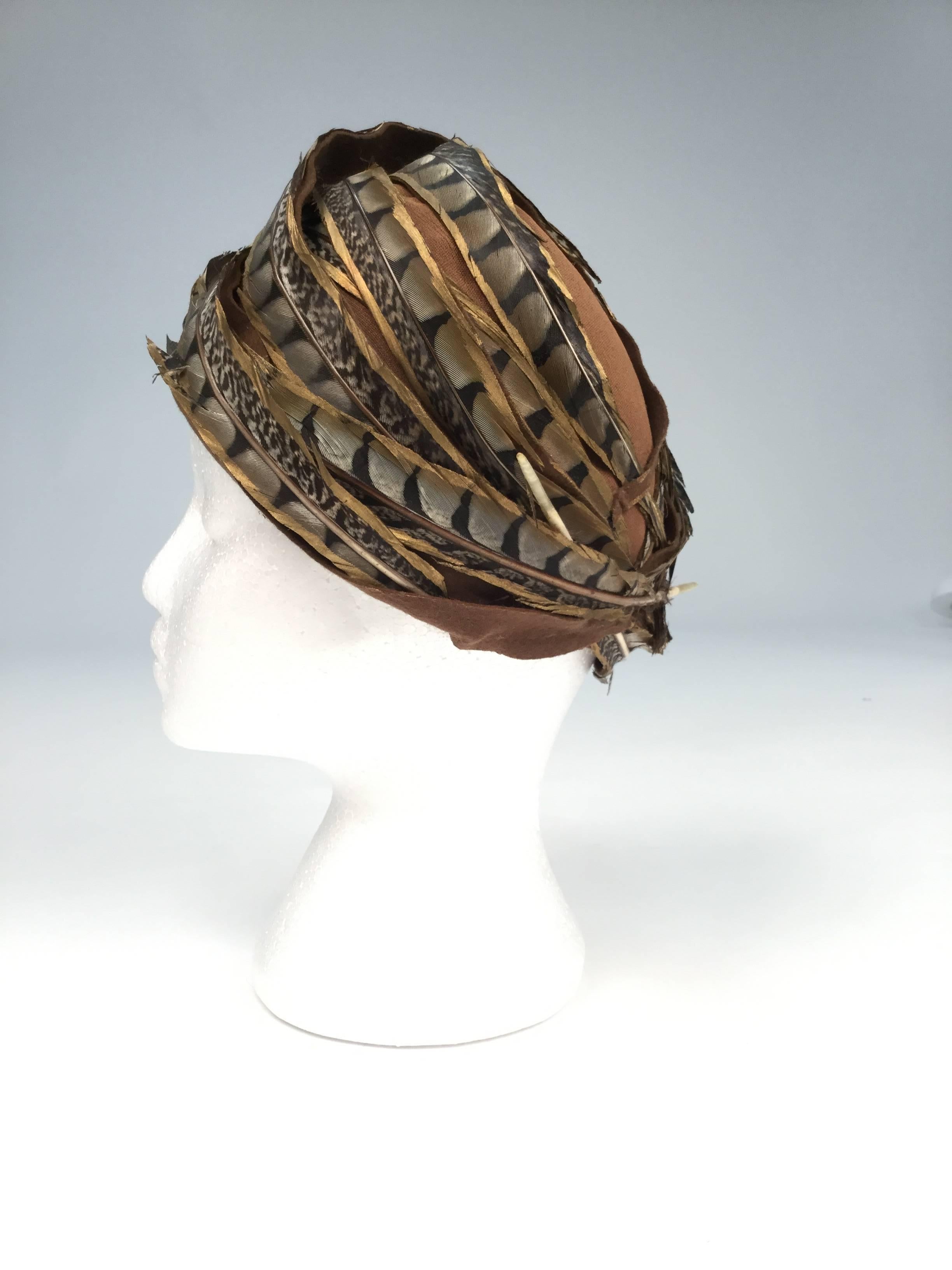 Women's 1960s Christian Dior Hand Painted Pheasant Feather Chapeaux