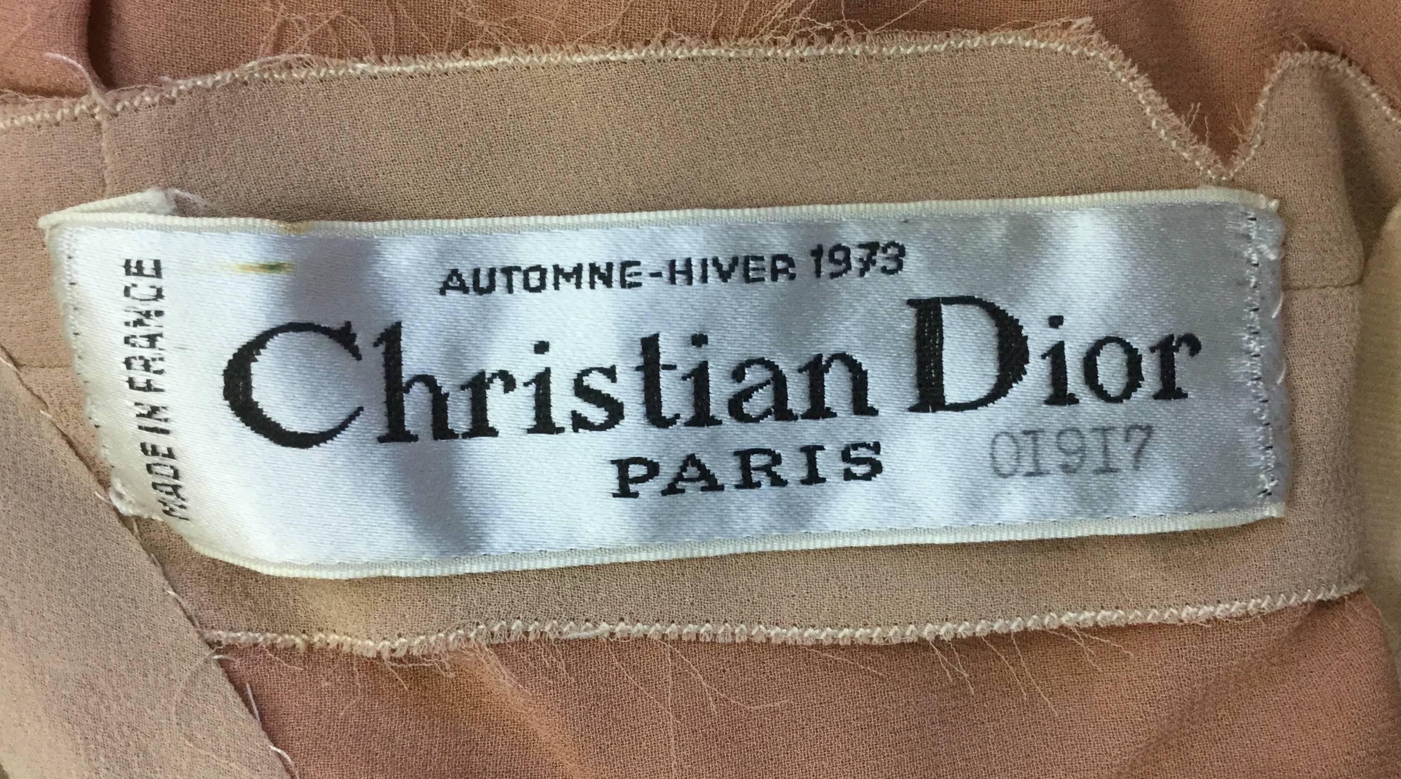 1973 Christian Dior Haute Couture Gold Cocktail Dress by Marc Bohan In Excellent Condition In Houston, TX