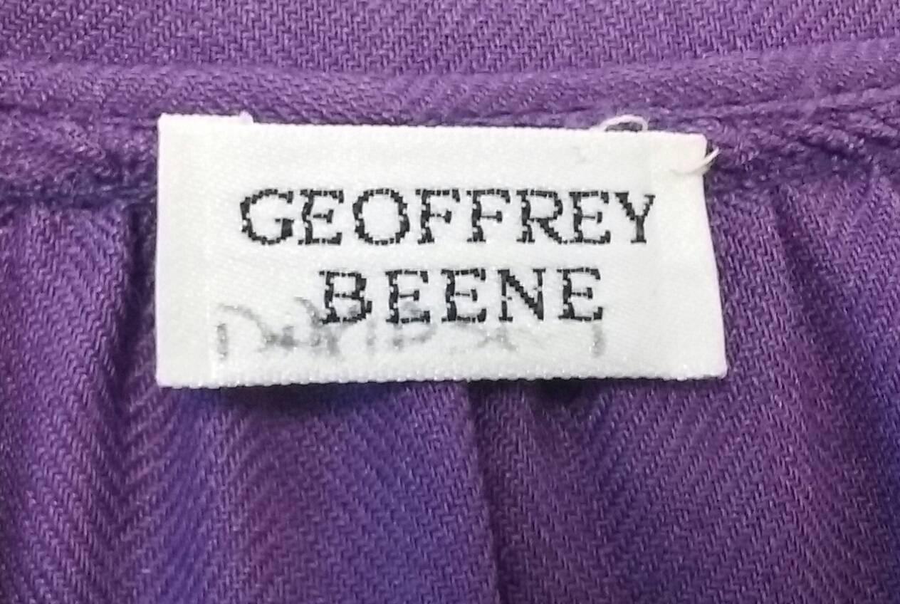 Late 20th Century Geoffrey Beene Purple Hooded Wool Dress  For Sale 5