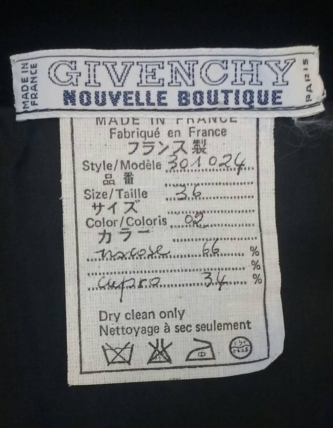Givenchy Nouvelle Boutique Black Velvet Dress, 1970s  For Sale 2