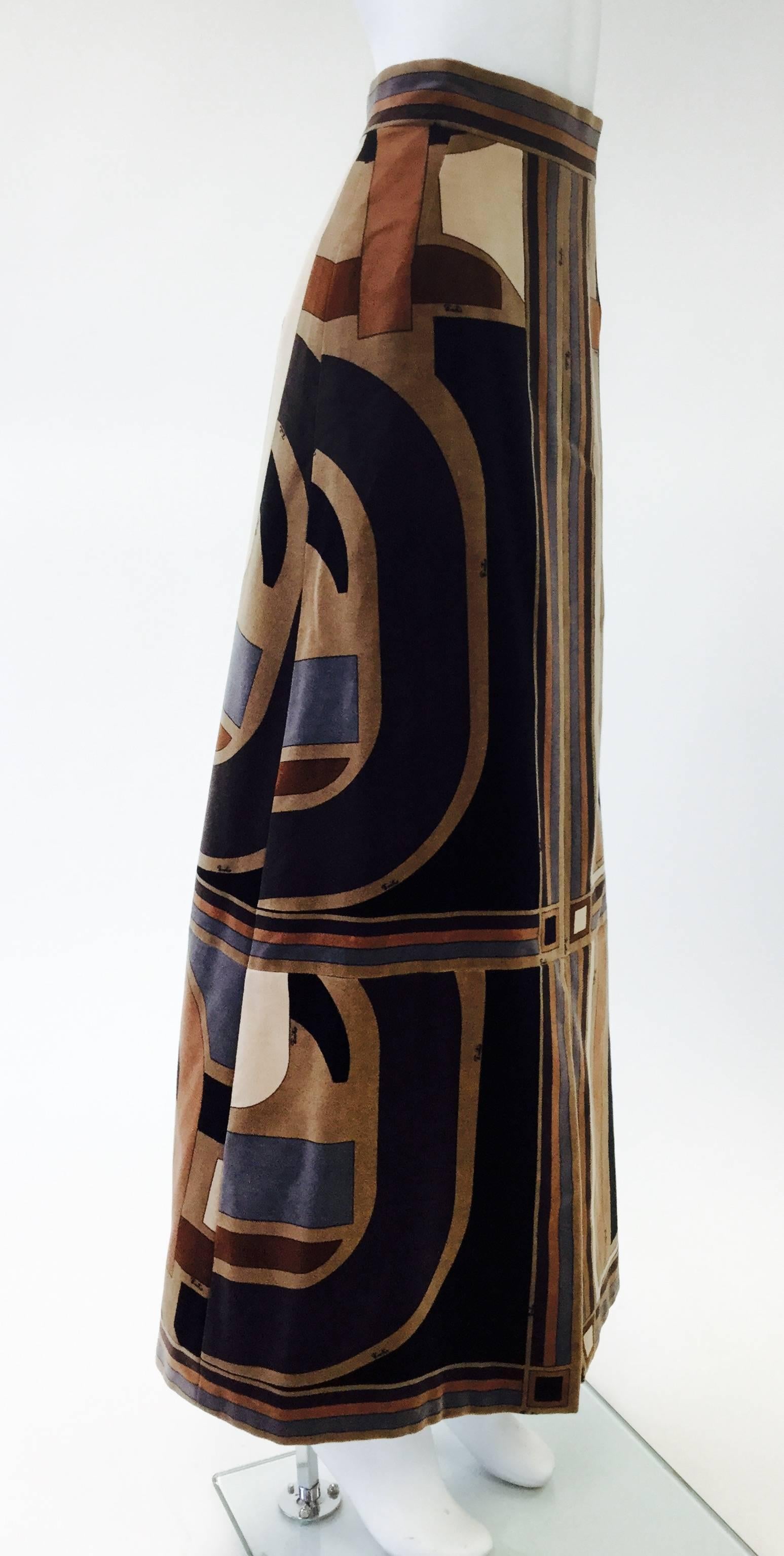 1970s Emilio Pucci Art Deco Velvet Evening Skirt In Good Condition In Houston, TX